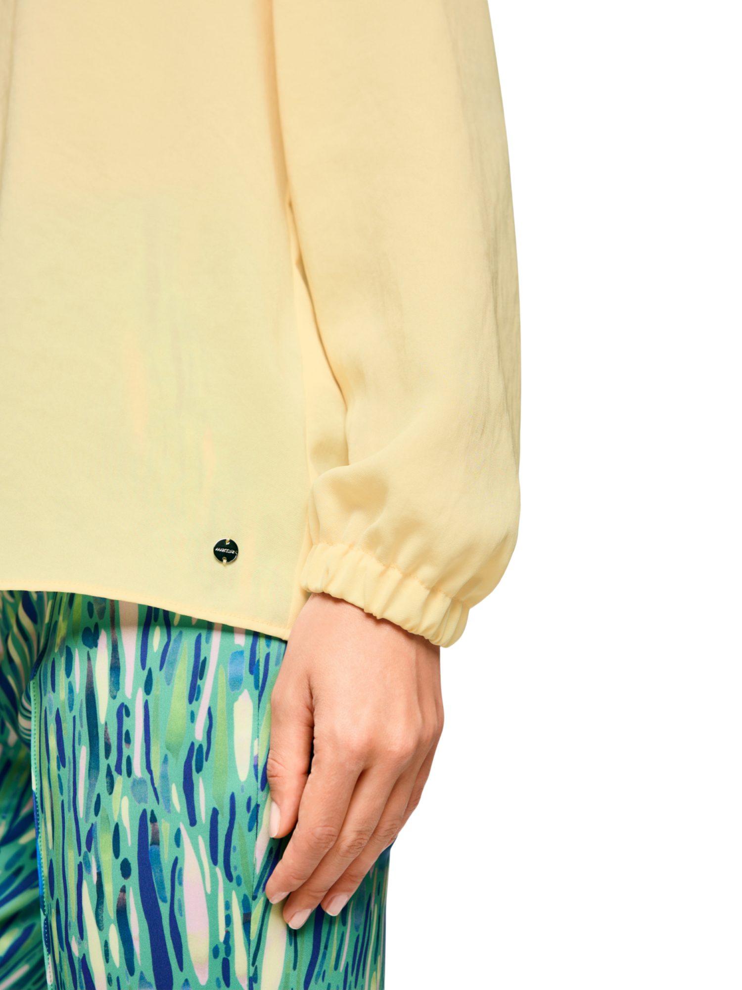 Marc Cain Langarmbluse AA.1 - S - Seasonal Colours I gelb,Basic,Polyester,Unifarben,V-Ausschnitt,Lang,Regular Fit