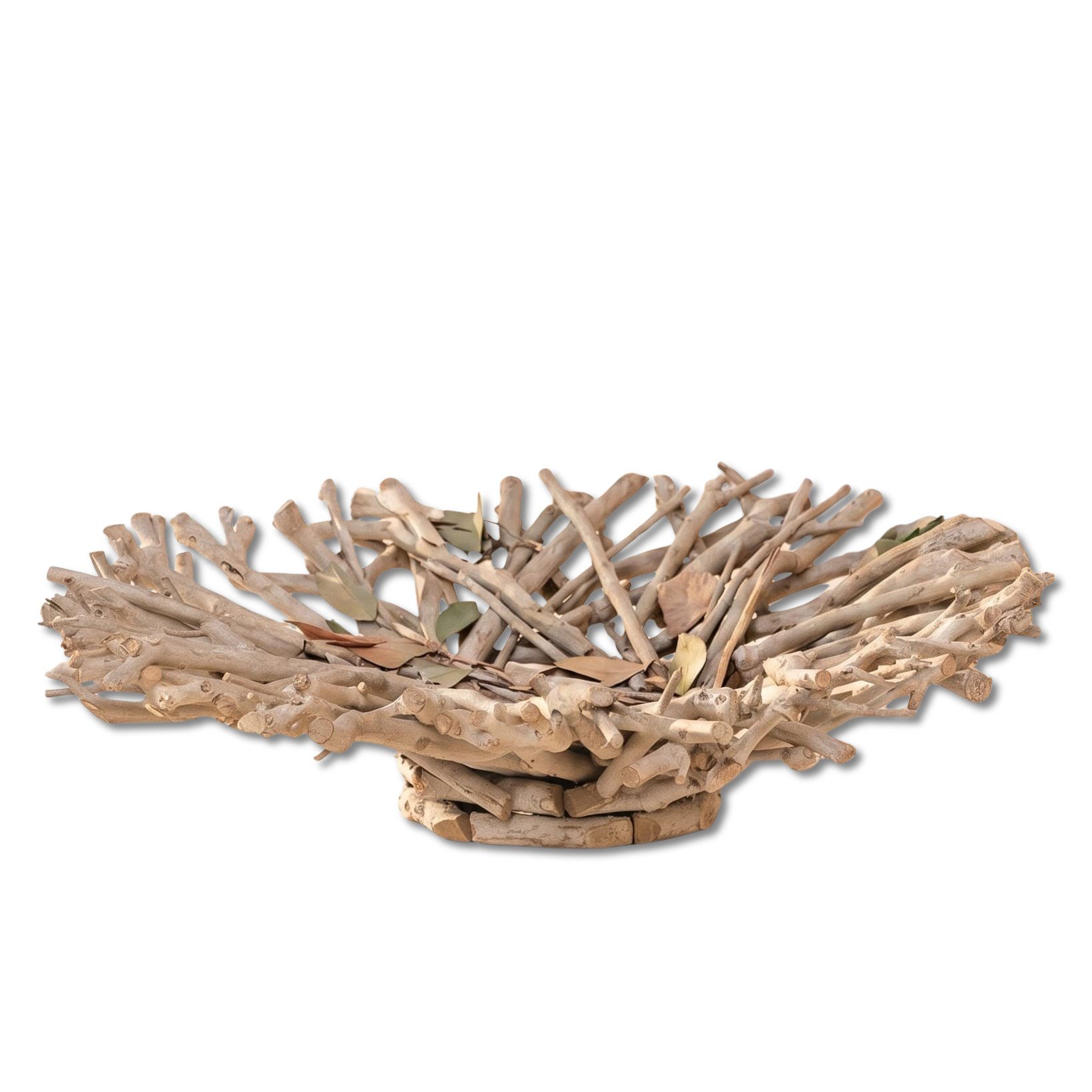 Dekoleidenschaft Dekoschale "Verzweigt" aus Teebaum-Zweigen, Ø 39 cm, Obstschale modern, Tischdeko, Schale aus Holz, Obstkorb
