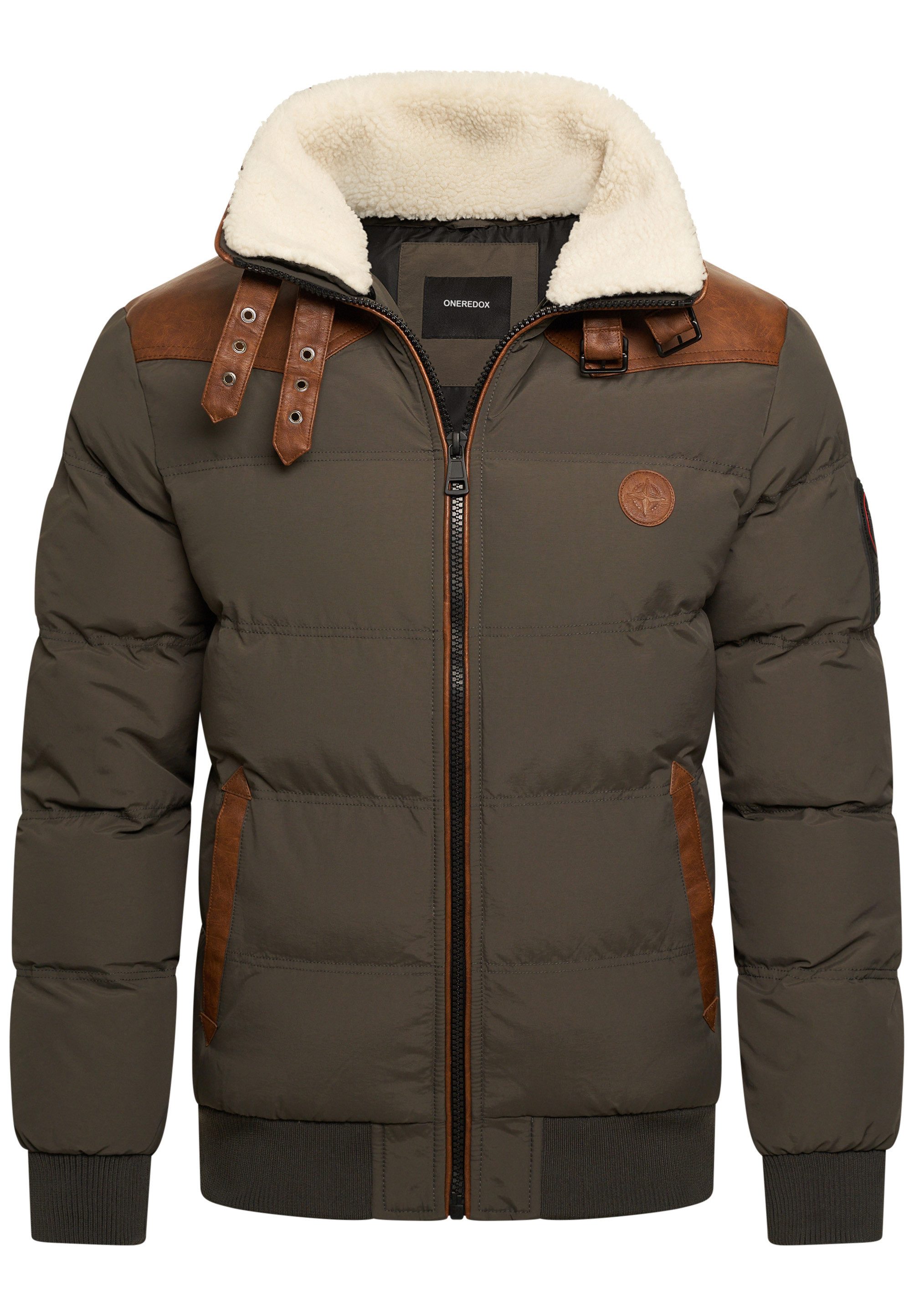 OneRedox Winterjacke ORVARDO Herren warme Pufferjacke mit Kunstfellkragen S günstig online kaufen
