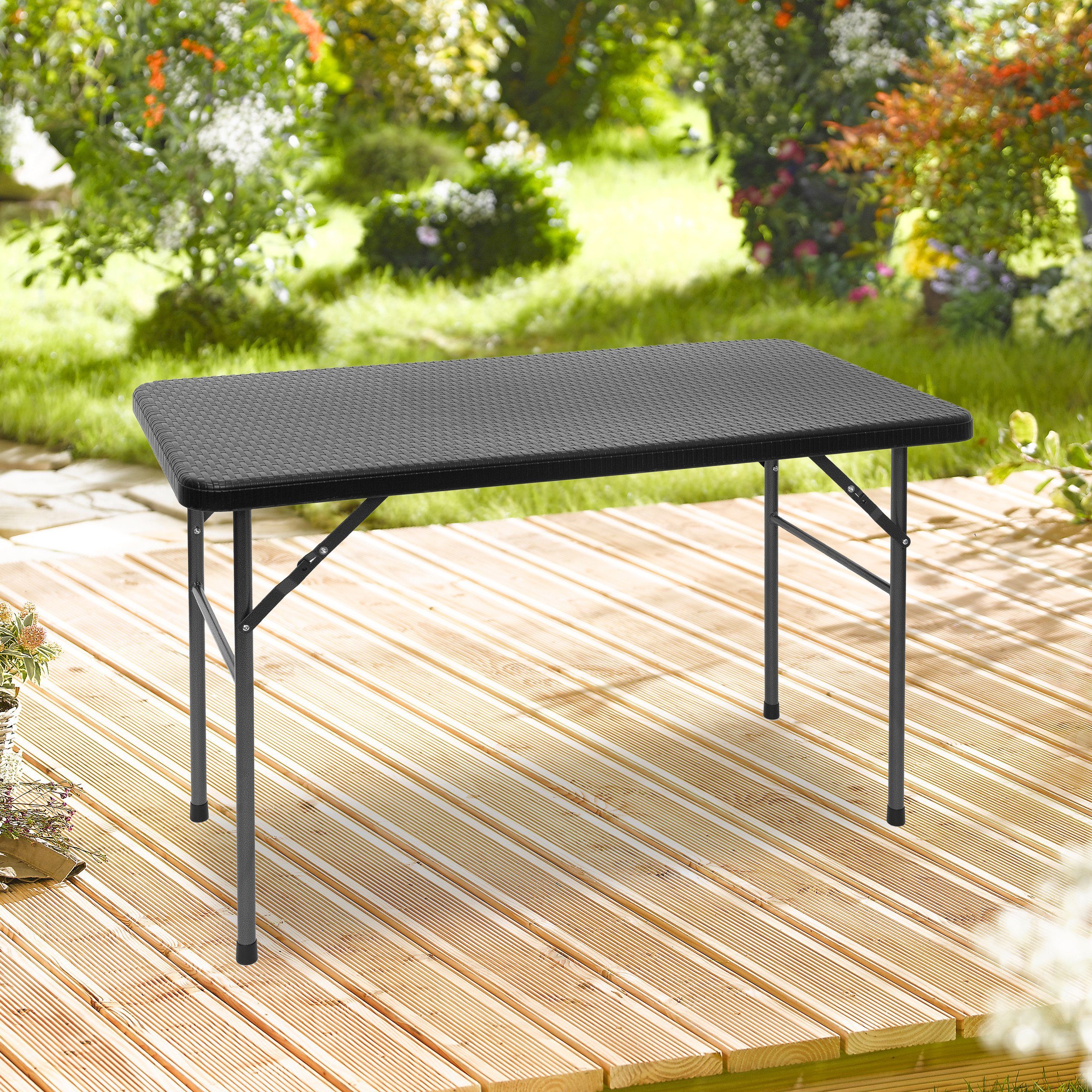 relaxdays Klapptisch Gartentisch klappbar BASTIAN (1-St), Schwarz, Rechteckig – Bild 2 von 5