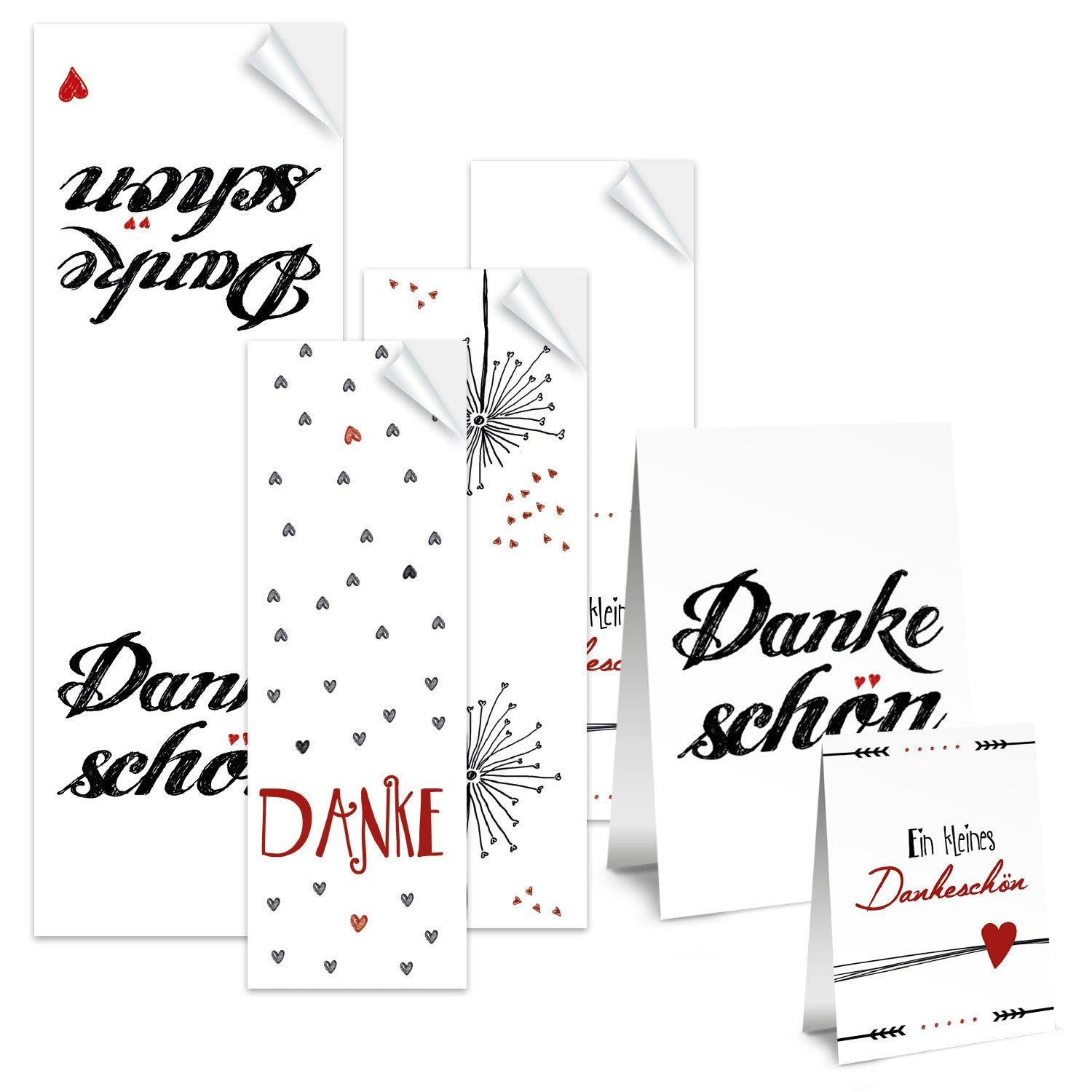 Logbuch-Verlag Aufkleber Aufkleber Set - 4 x 10 Stück - verschiedene Designs wie Dankeschön