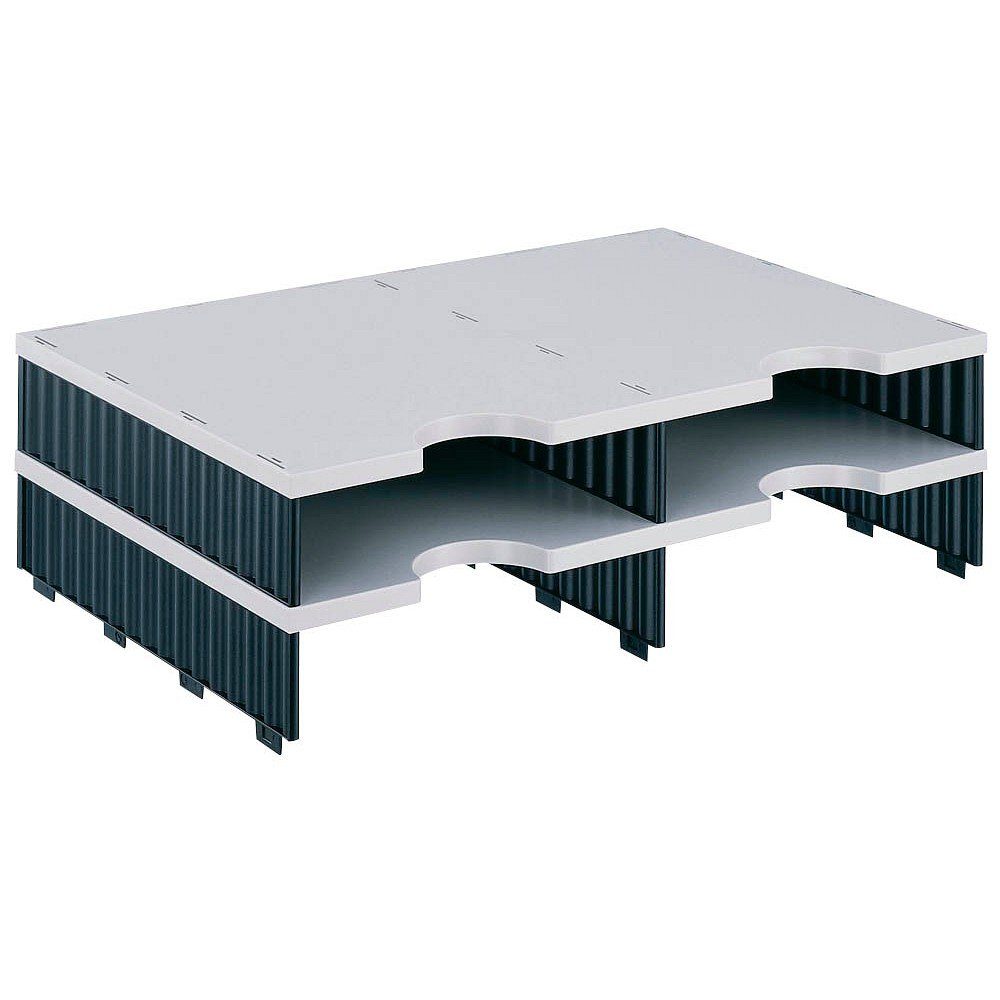 STYRO Briefablage 1 Erweiterungs-Set f. Sortierstation styrodoc duo 4 Fächer grau/sw (1-St), 2 Etagen á 2 Fächer; Nachträglich erweiterbar