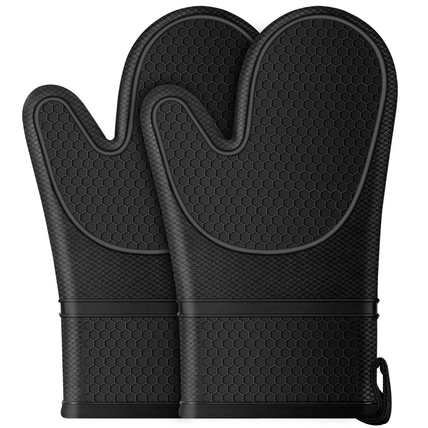 LuxusKollektion Grillhandschuhe Ofenhandschuhe Silikon bis 260°C Schwarz