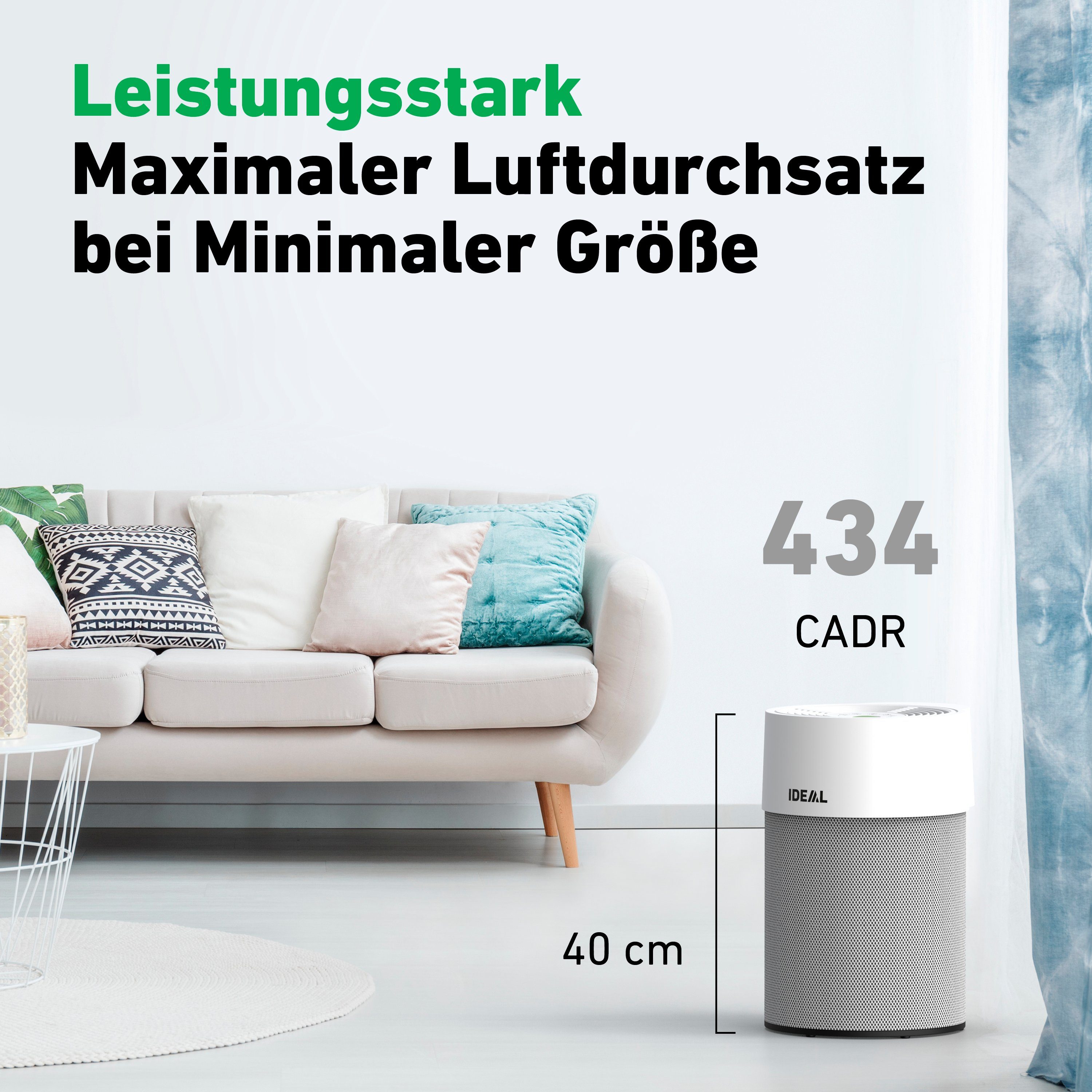 IDEAL Luftreiniger AP40 PRO, für 40 m² Räume, Made in Germany, HEPA-/Aktivkohlefilter, 99,99% Filterleistung