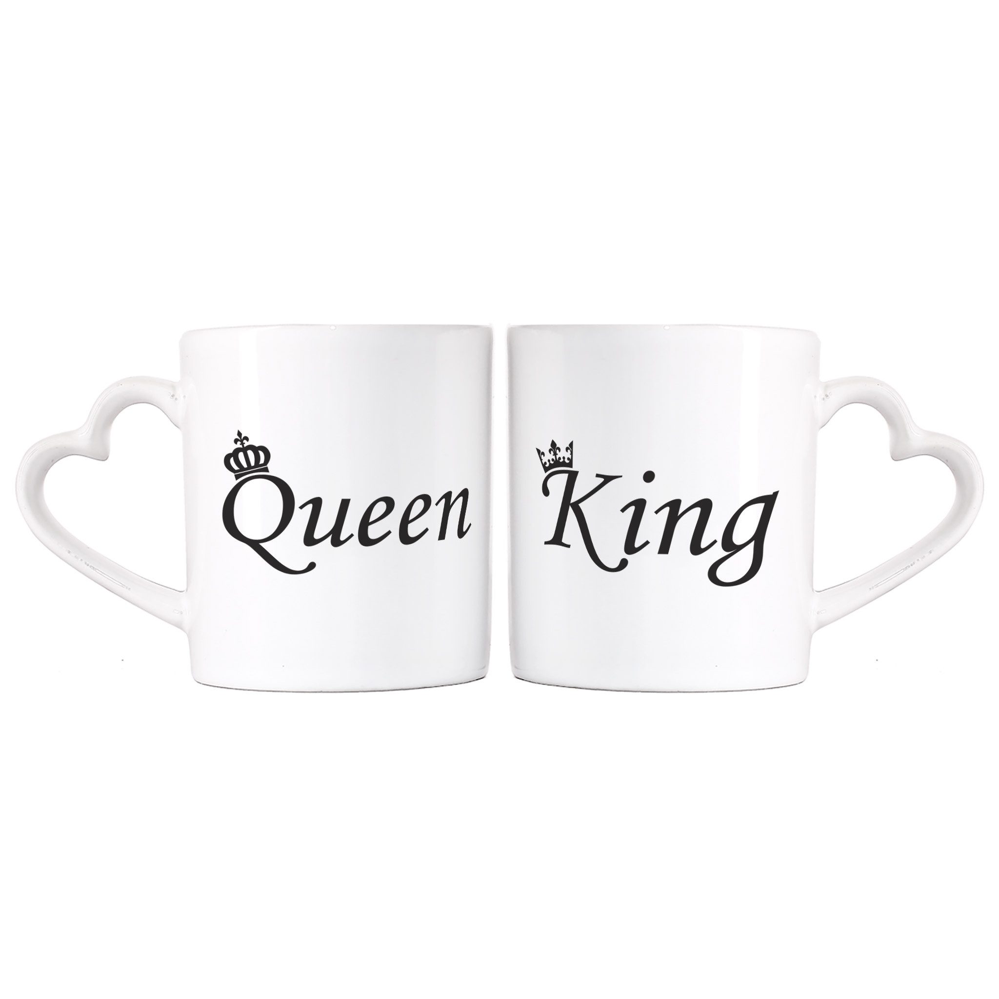 Herz & Heim Tasse 2er Set mit Henkel in Herzform und Motiven für Paare