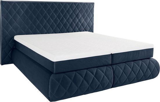 PLACES OF STYLE Boxspringbett ALARIC Marineblau / Silbergrau