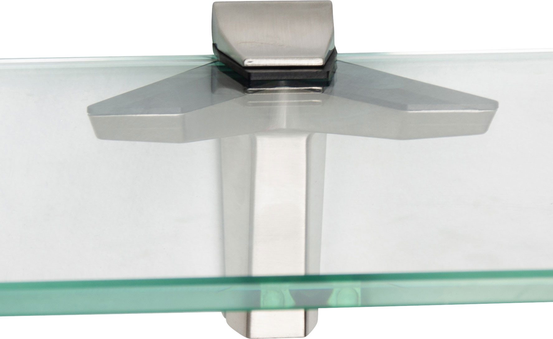 ib style Wandregal Glasregal 8mm eckig klar 60 x 15 cm + Clip DUO Edelstahloptik, Glasboden aus ESG-Sicherheitsglas - Wandregal