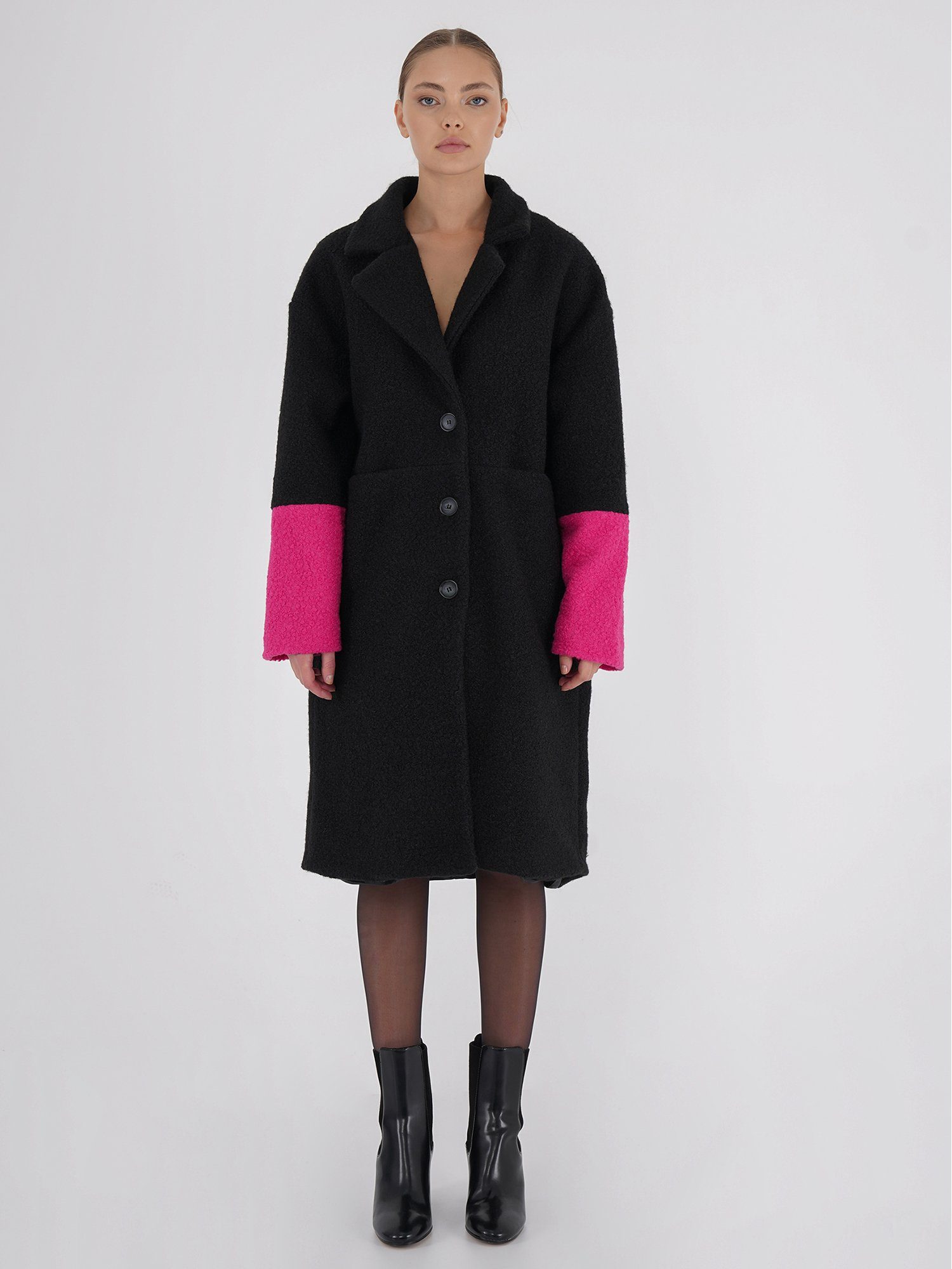 Freshlions Wollmantel Freshlions Plush Long Coat rosa