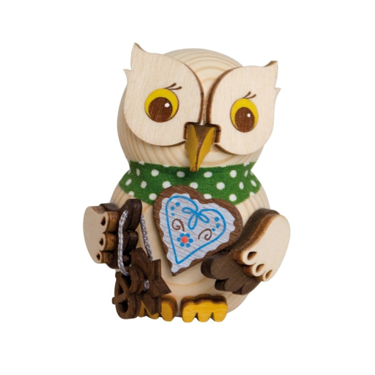 Kuhnert Dekofigur Mini-Eule mit Lebkuchenherz - aus Holz gefertigt - ca. 7 günstig online kaufen