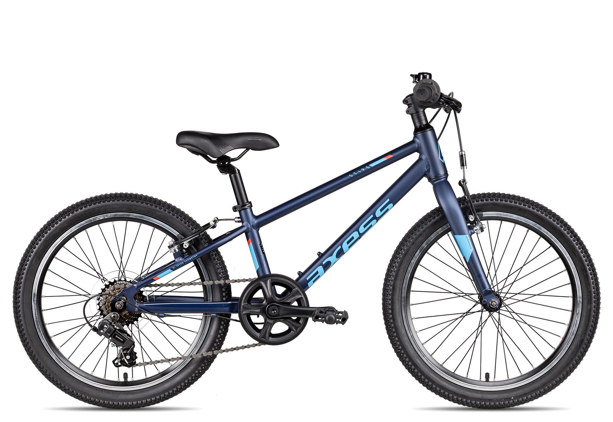 Axess Kinderfahrrad Stipe 20, 7 Gang Shimano Tourney RD-TY200 Schaltwerk, Kettenschaltung, grobstollige Bereifung blau