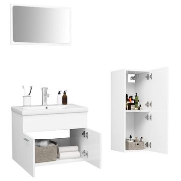 vidaXL Badezimmer-Set Badmöbel-Set Weiß Holzwerkstoff, (1-St)