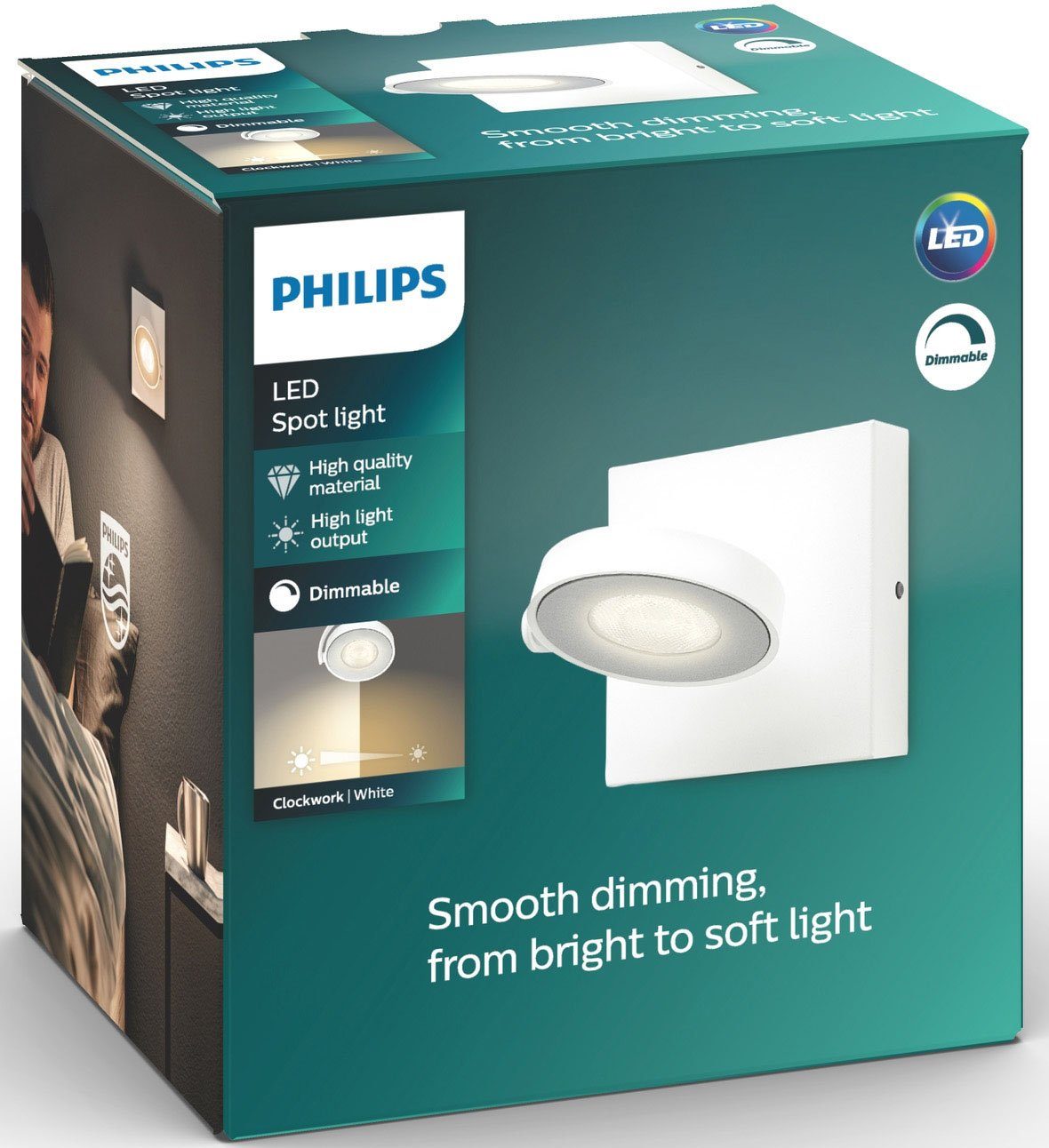 Philips Deckenspot Clockwork, LED fest integriert, Warmweiß, myLiving LED  Spot 1flg 500lm Weiß | Deckenstrahler