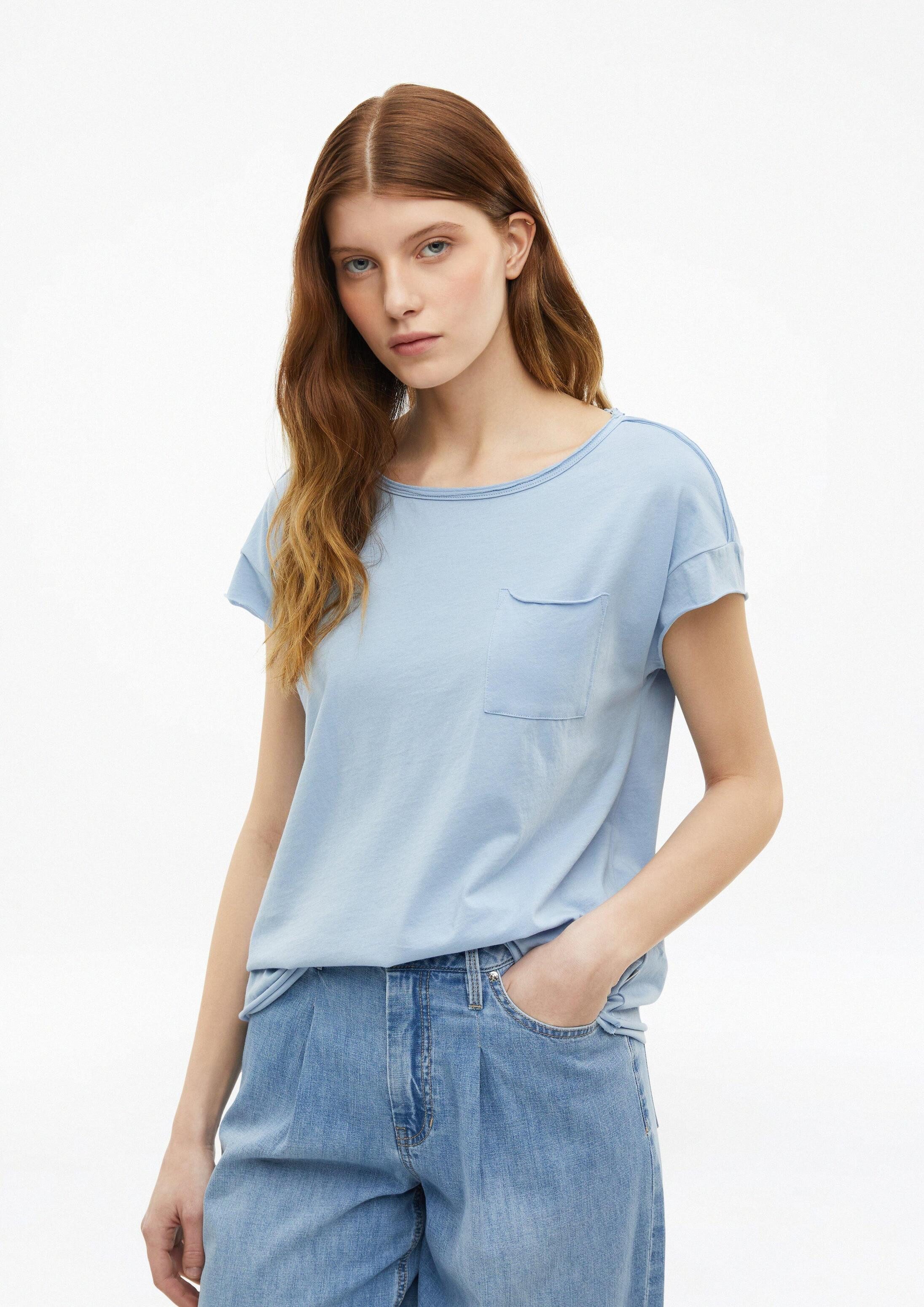 s.Oliver Kurzarmshirt T-Shirt Jersey-Shirt mit offenen Kanten und Brusttasche
