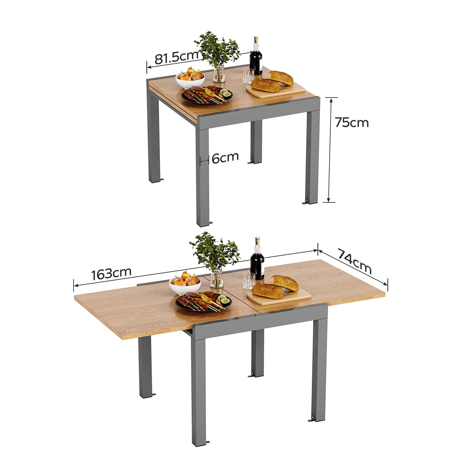 GUNJI Gartentisch 80/130cm Gartentisch mit Auszugsfunktion günstig online kaufen