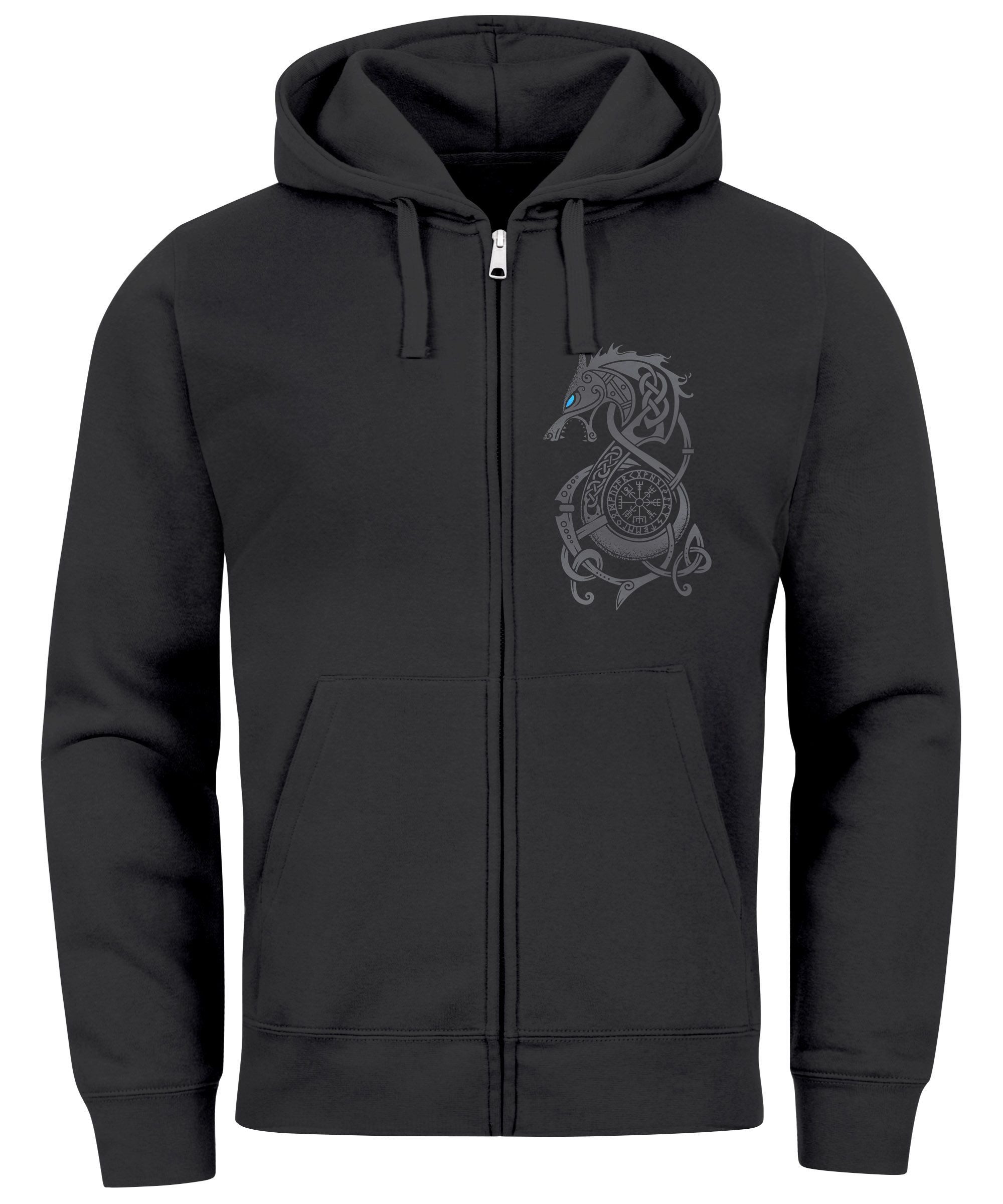 Neverless Sweatjacke Sweatjacke Herren mit Kapuze Wikinger Kompass Fenris W günstig online kaufen