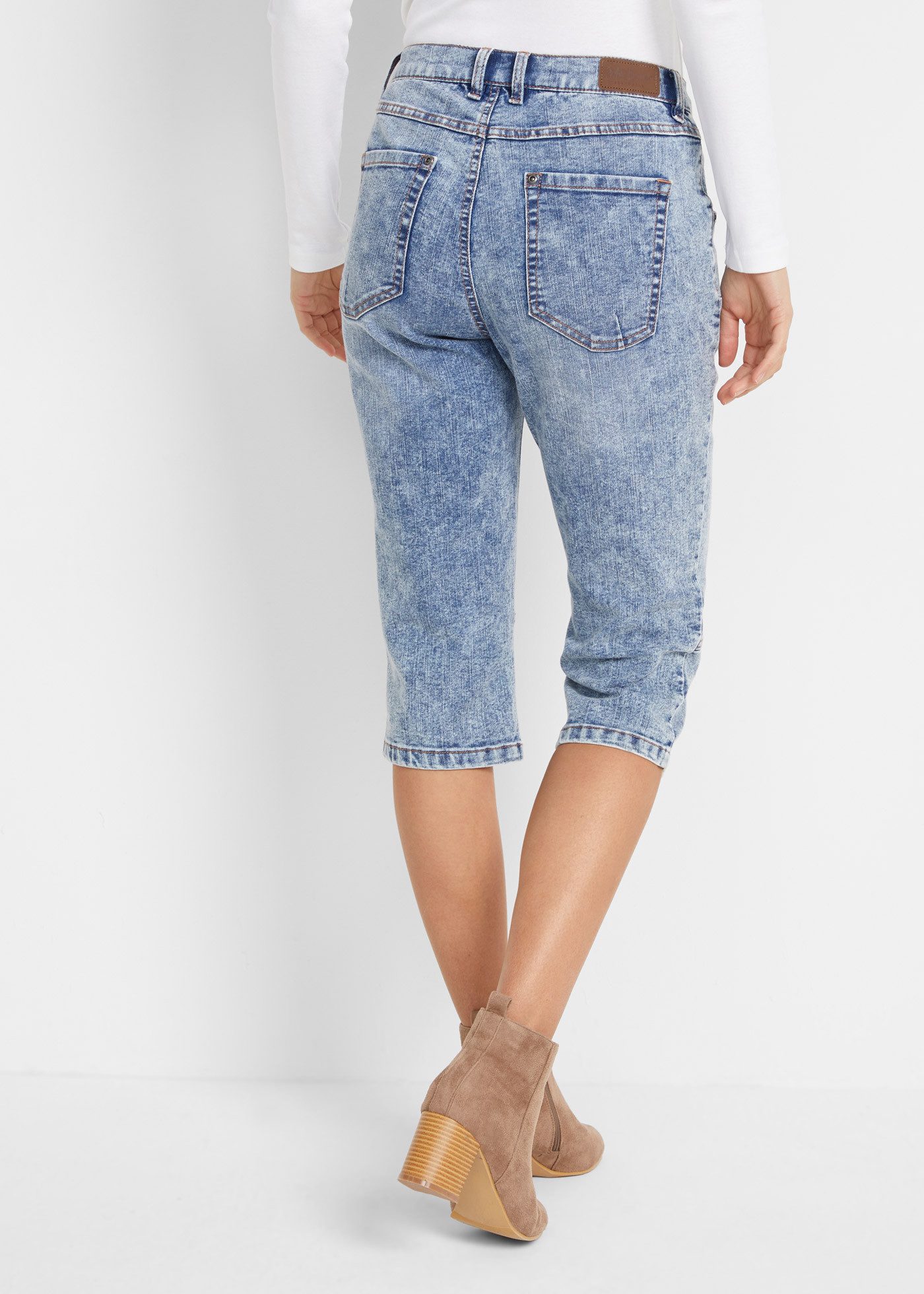 bonprix Caprijeans Regular Fit, aus Baumwollmischung, mit Knopf und Reißver günstig online kaufen