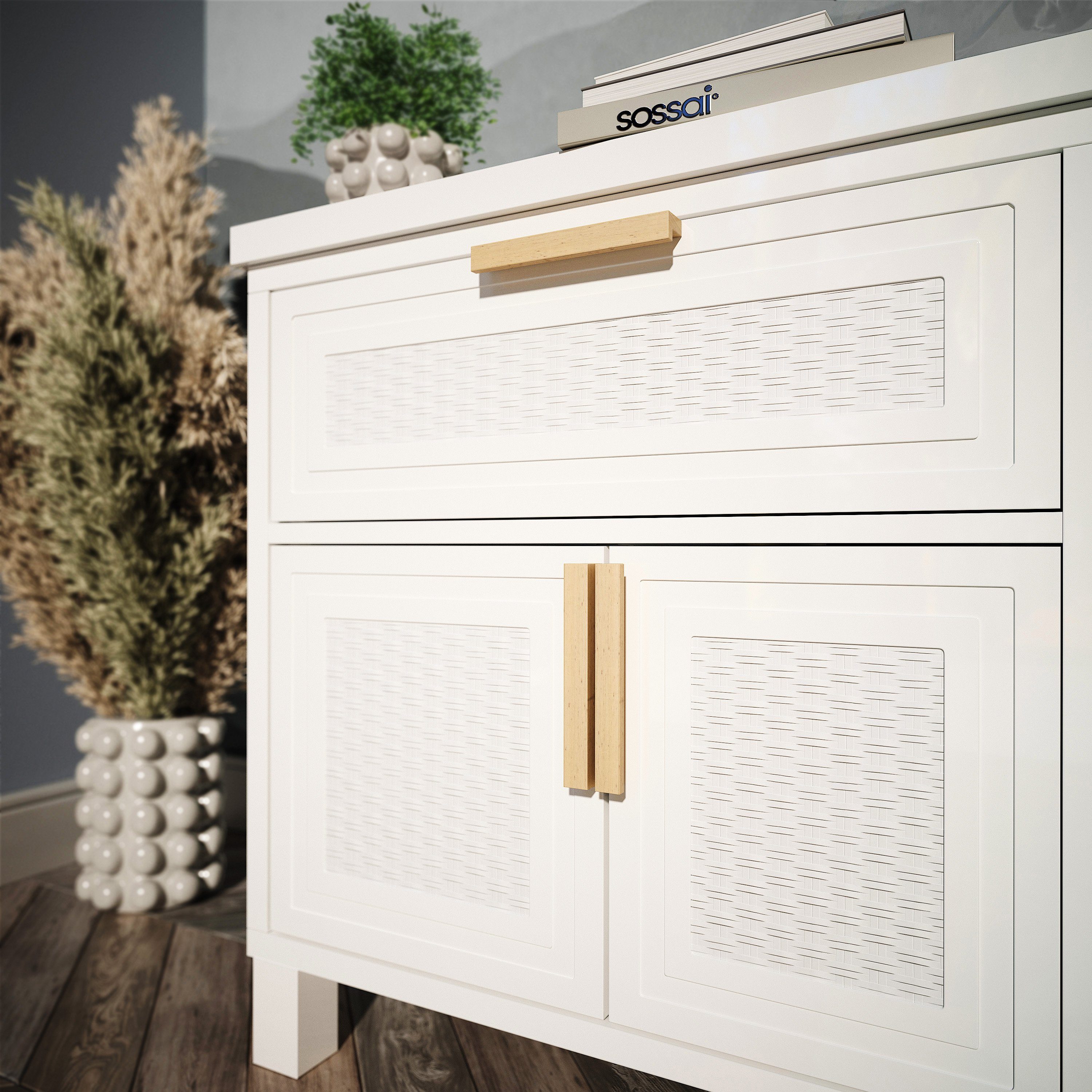 sossai® Möbelgriff Buchenholzgriff, GAH01 (2-St), Lochabstand 96mm