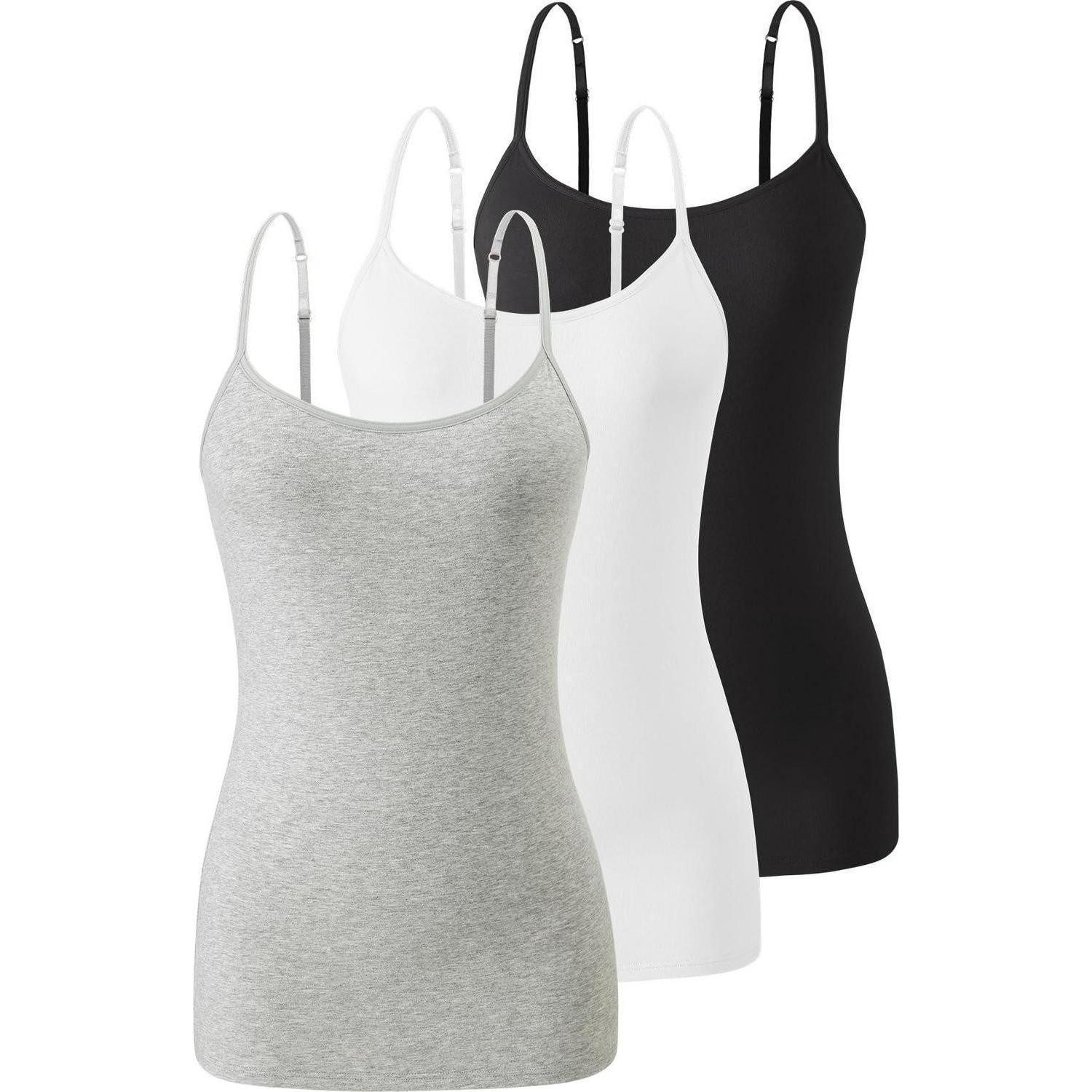LuxusKollektion Spaghettitop 3er Pack Damen Unterhemden mit Regal-BH Baumwolle Gr. XXL