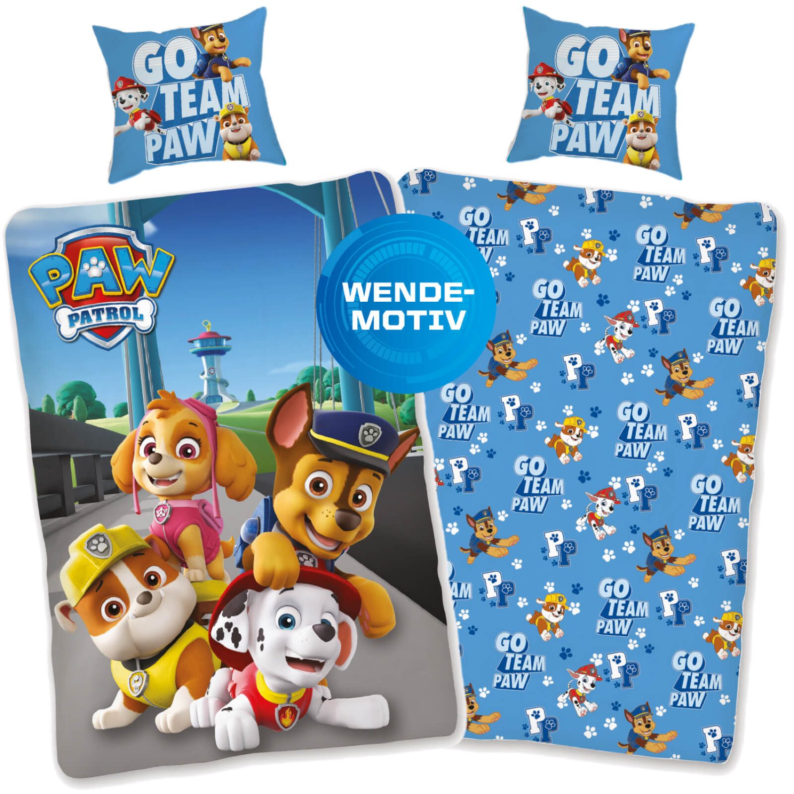 SkyBrands Bettwäsche Paw Patrol Go Team Paw Blau, Renforcé, 2 teilig, Hunde, Helden, Serie