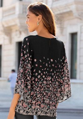 LASCANA Druckbluse mit Blumendruck und Trompetenärmel, Blusenshirt, elegant