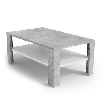 Vicco Couchtisch Sofatisch Beistelltisch 100 x 60 cm Beton Weiß