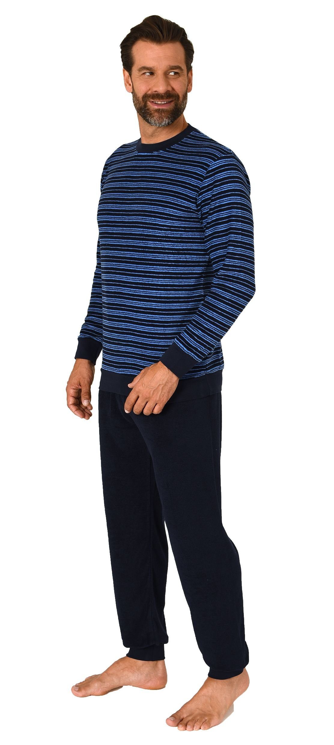 Normann Pyjama Herren langarm Frottee Schlafanzug mit Bündchen - auch in Üb günstig online kaufen