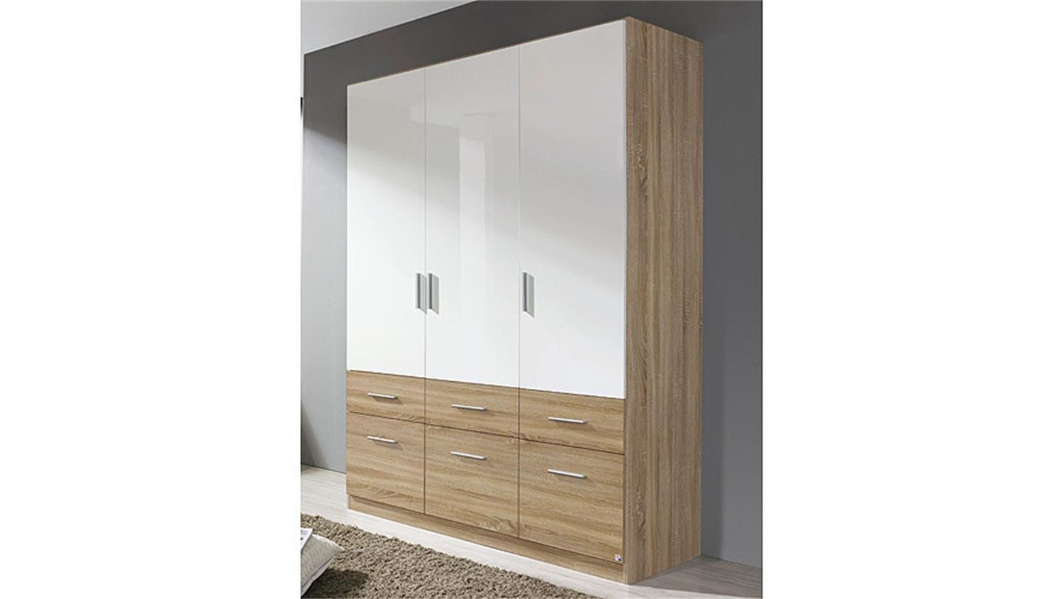 rauch BLUE Kleiderschrank Kleiderschrank Celle Extra ca. 136x197 cm 6 Schubladen weiß sonoma
