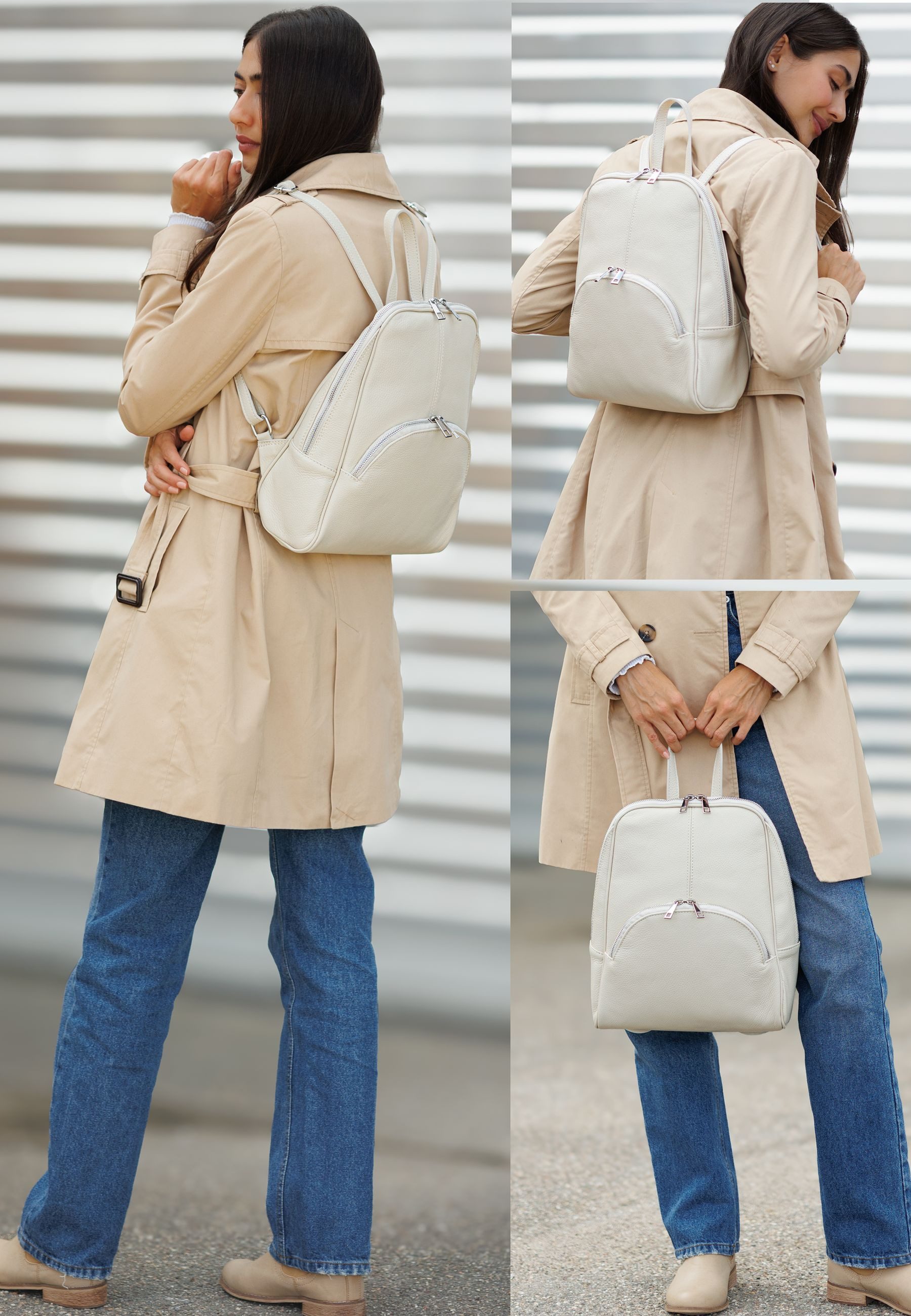 Caspar Cityrucksack eleganter großer Damen Leder Backpack - PREMIUM LINE - günstig online kaufen