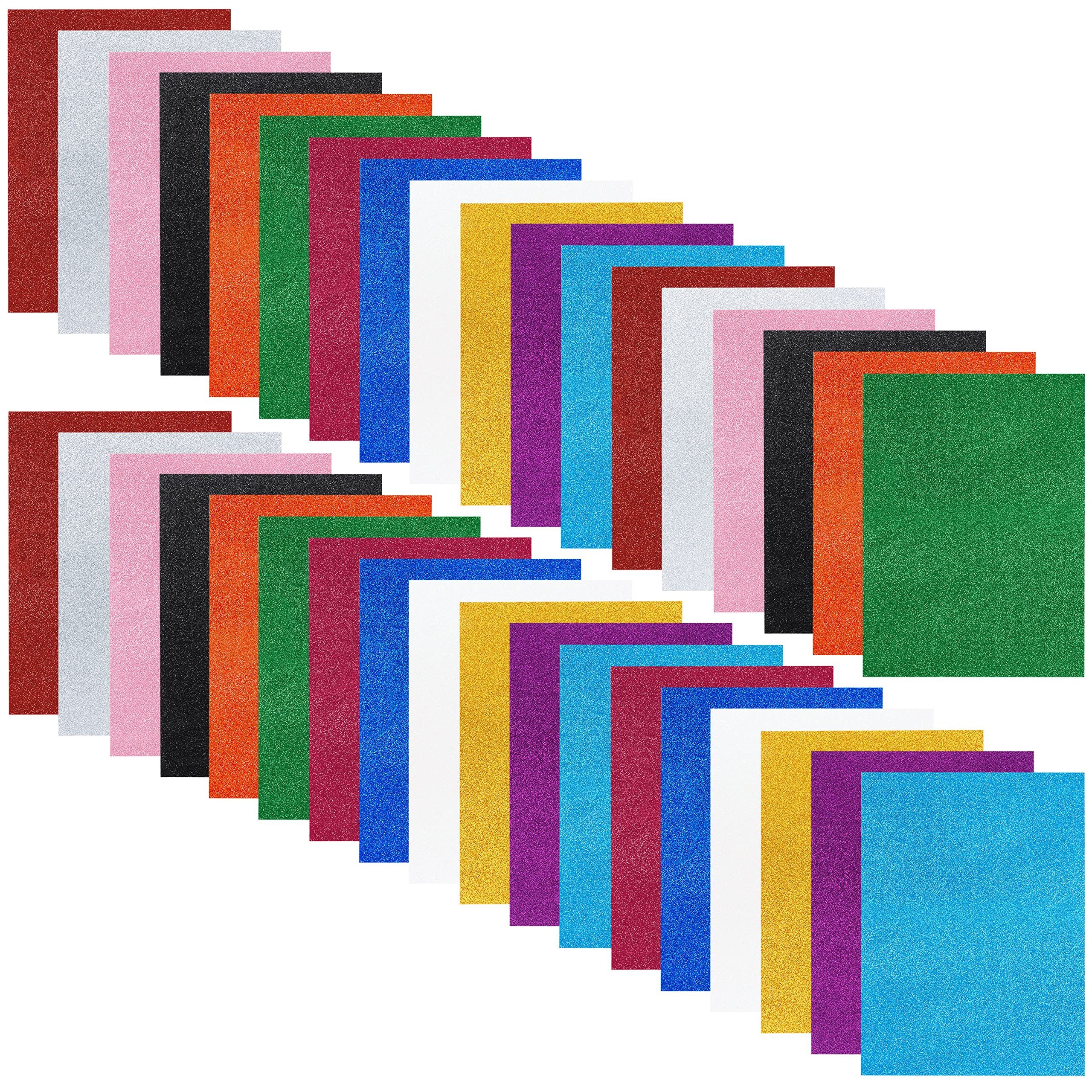 Belle Vous Aquarellpapier 36 Stück Eva Moosgummi Glitzerplatten A4, 2mm Dicke