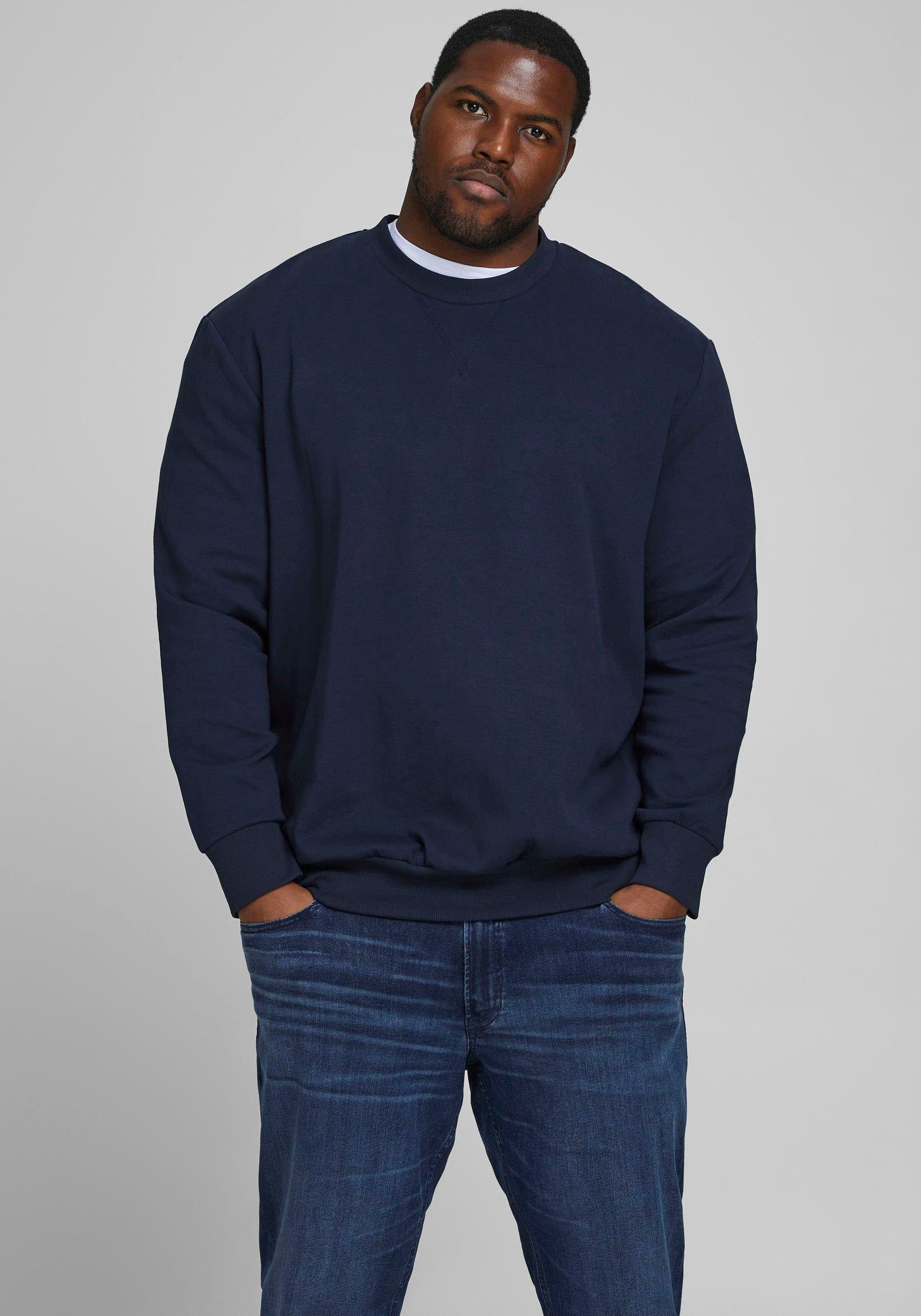 PlusSize SWEAT & BASIC NECK CREW navy Sweatshirt Jones (Packung) Jack