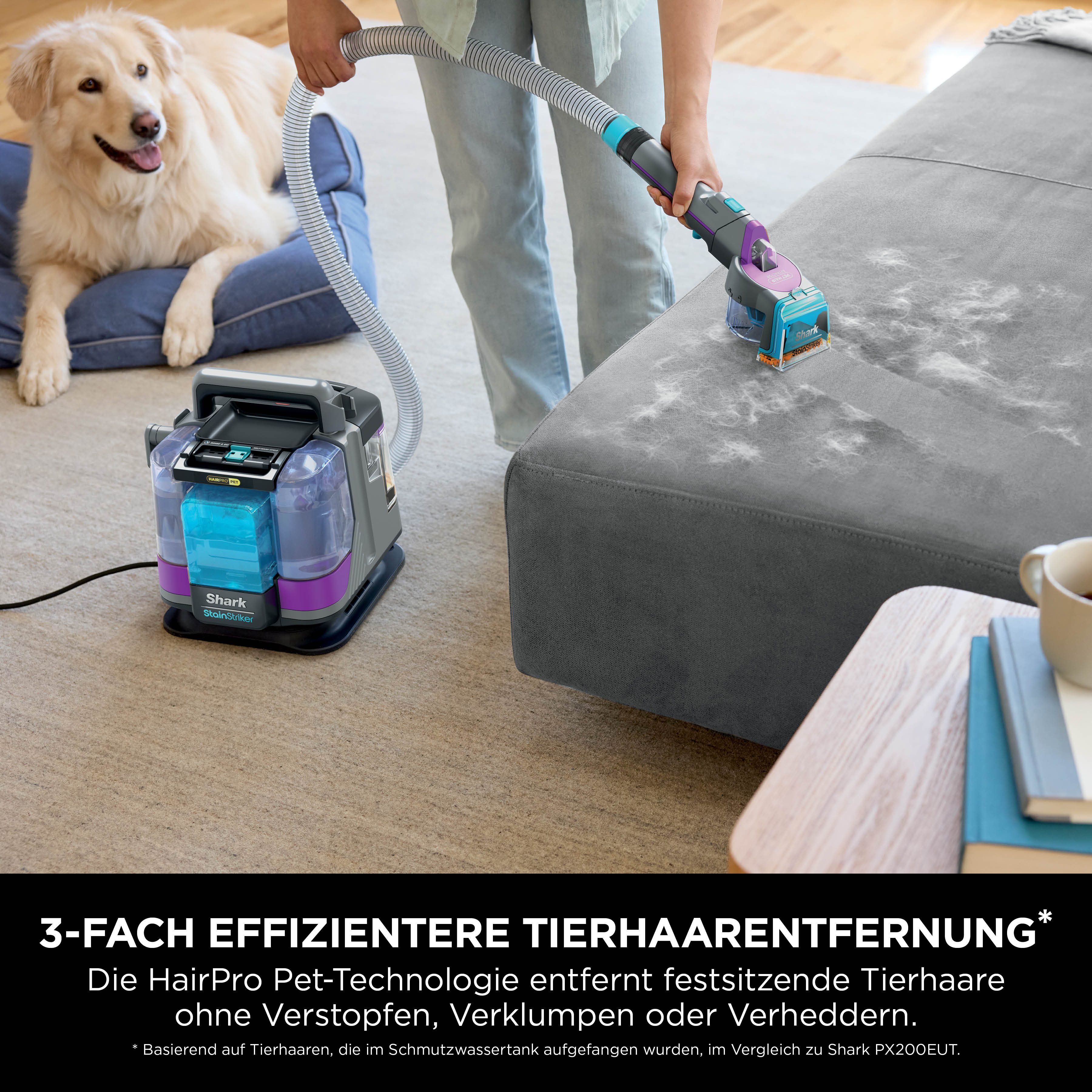Shark Wasch-Sauger PX250EUT Shark StainStriker HairPro, 450 W, beutellos, Inklusive 4 Spezialaufsätzen