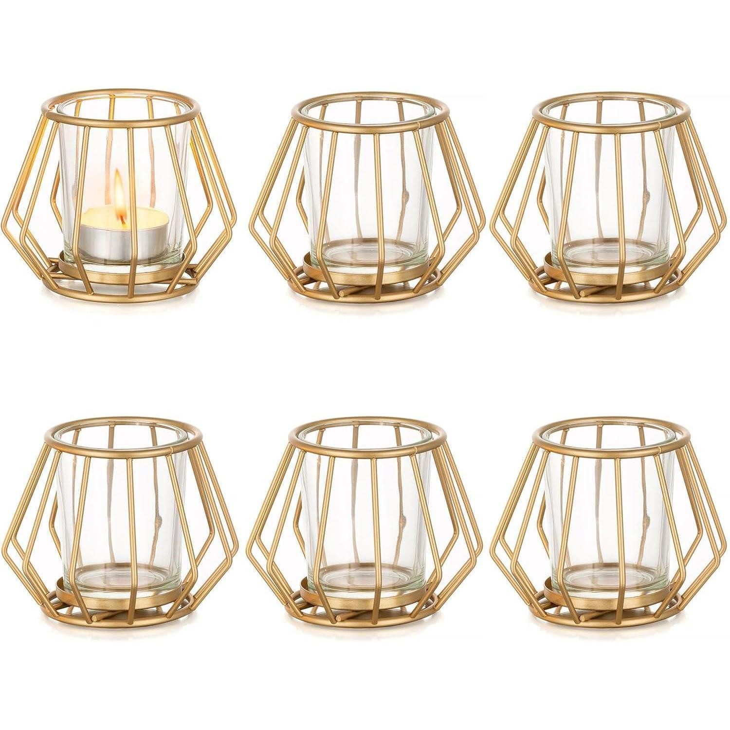 LuxusKollektion Teelichthalter Teelichthalter Gold Metall Kerzenhalter Windlicht 6er Set 6Pcs Gold-1