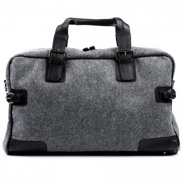 FEYNSINN Reisetasche Leder Weekender Unisex ROBERTO, Echtleder Reisegepäck für Damen & Herren, Sporttasche XL schwarz-grau