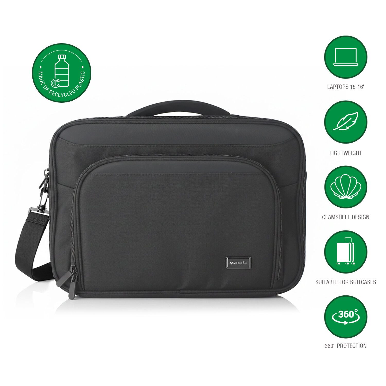 4smarts Laptoptasche 4smarts Laptop-Tasche Target Eco Clamshell 15–16”