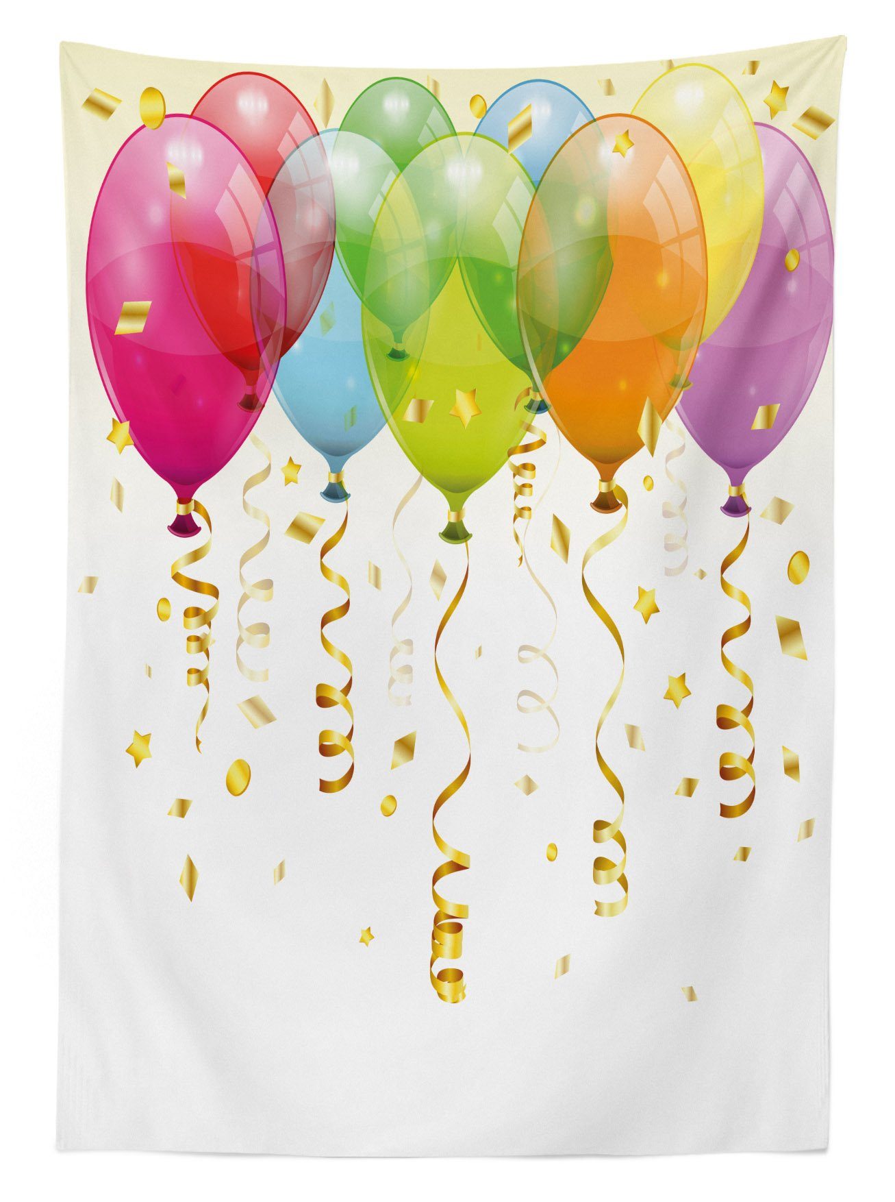 Balloons Waschbar Außen 3D Tischdecke Bereich Für geeignet Party den Farbfest Regen Klare Abakuhaus Farben,