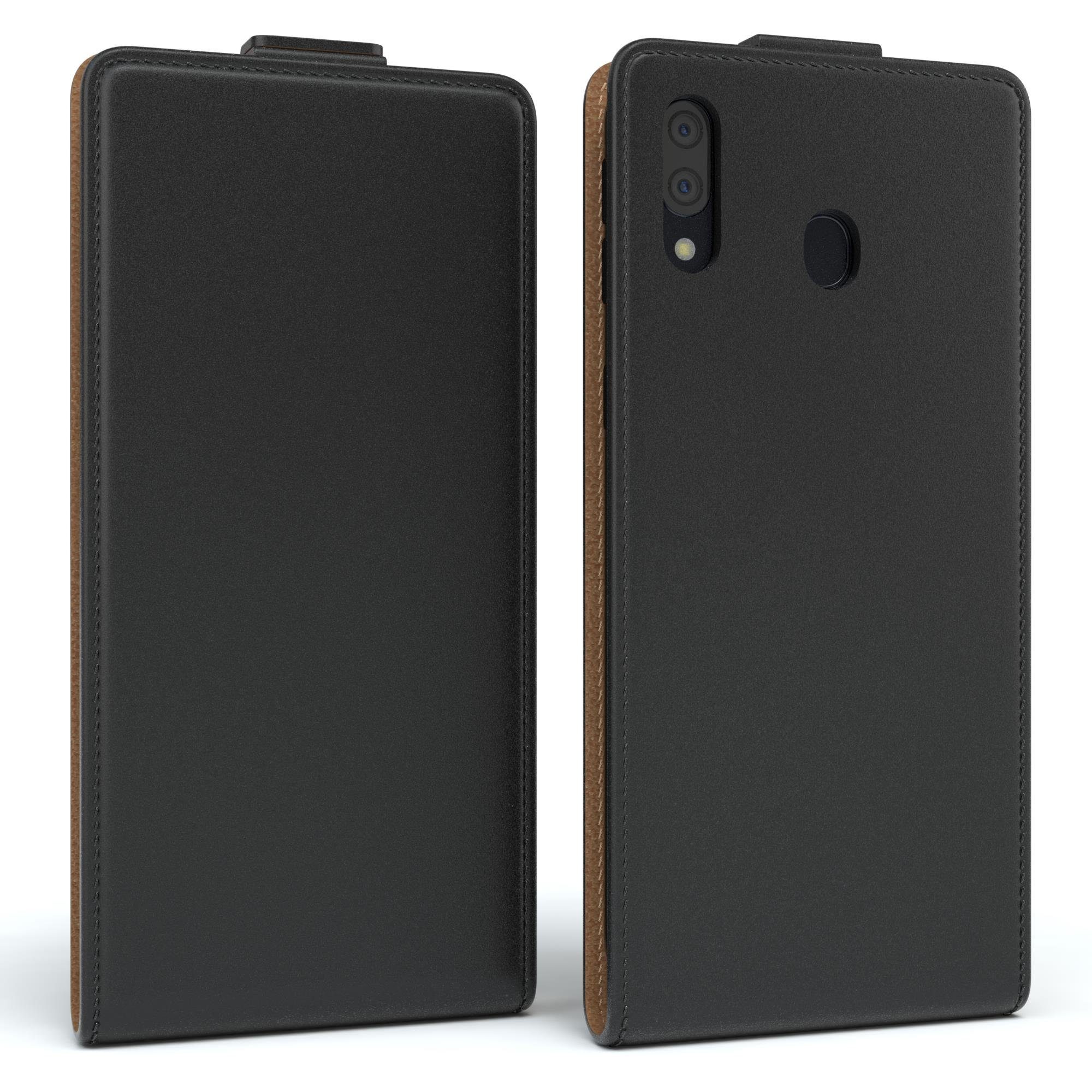 EAZY CASE Handyhülle Flipcase für Samsung Galaxy M20 6,3 Zoll, Tasche Klapphülle Handytasche zum Aufklappen Etui Kunstleder Schwarz
