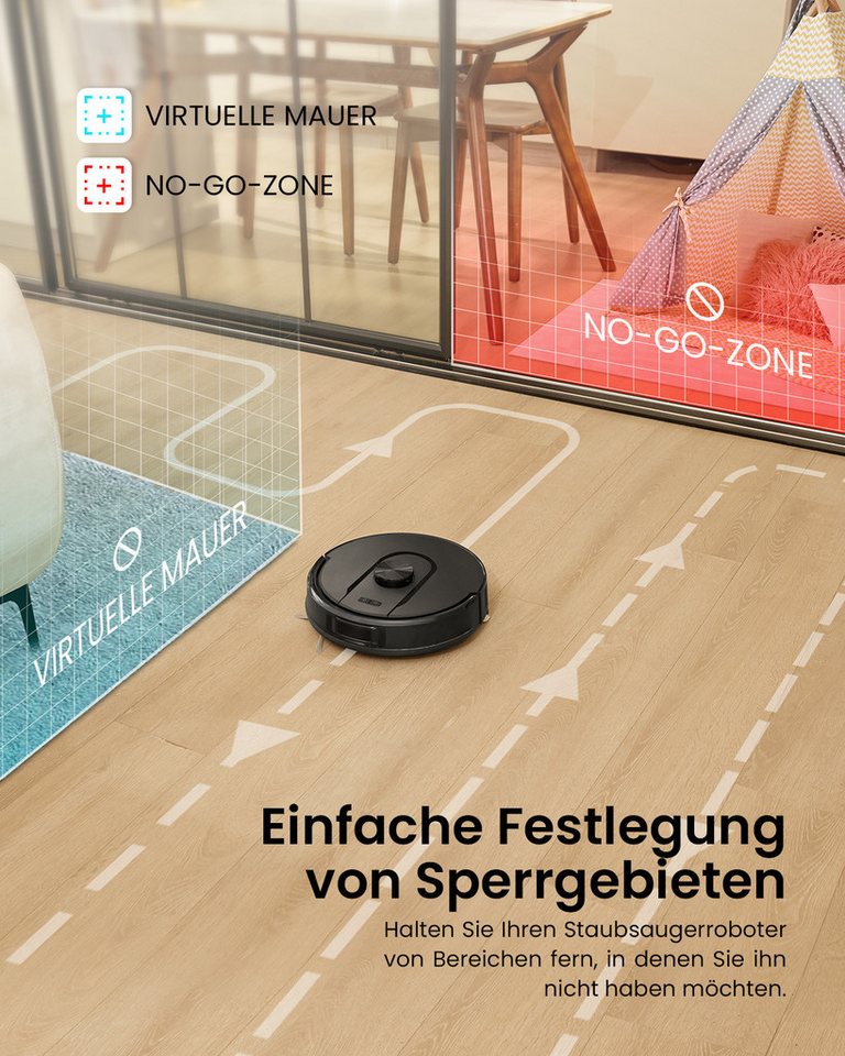 Vactidy Saugroboter W11 3-in-1 Nass Trocken Saugroboter, beutellos, 5000Pa/180Min Staubsauger Roboter mit Absaugstation, LiDAR-Navigation schwarz