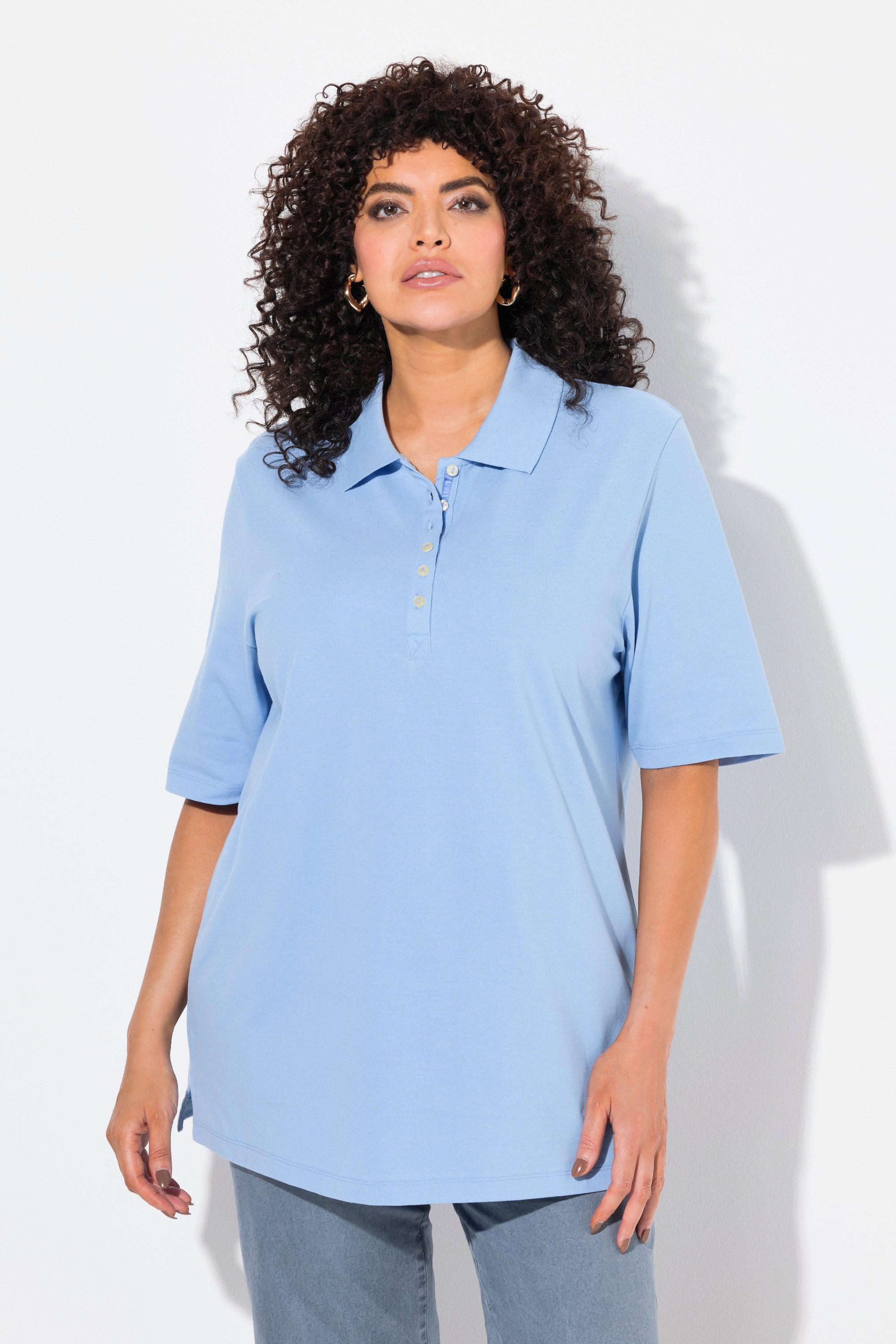 Ulla Popken T-Shirt Poloshirt Piqué Polokragen günstig online kaufen