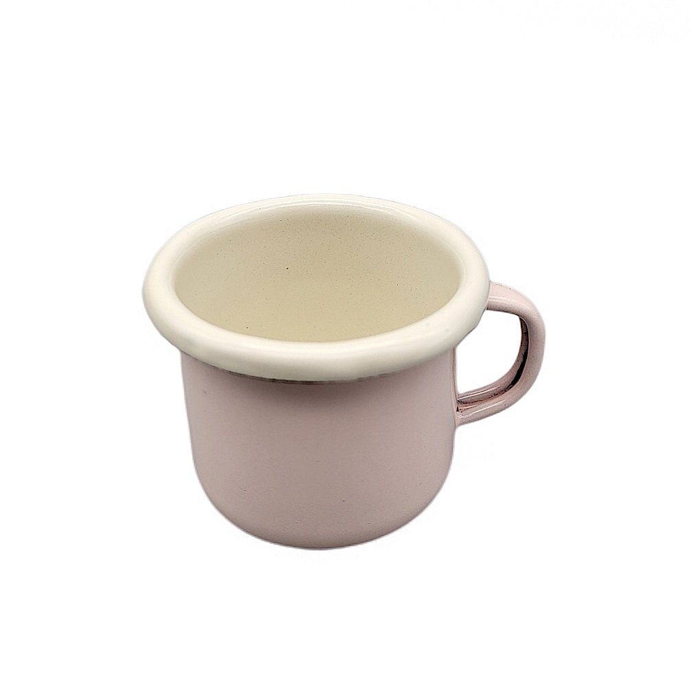 Linoows Tasse Emaille Espressotasse, Mokkatasse, kleine Tasse, Emaille, kleine Henkeltasse, Henkelbecher Pastell Rosa