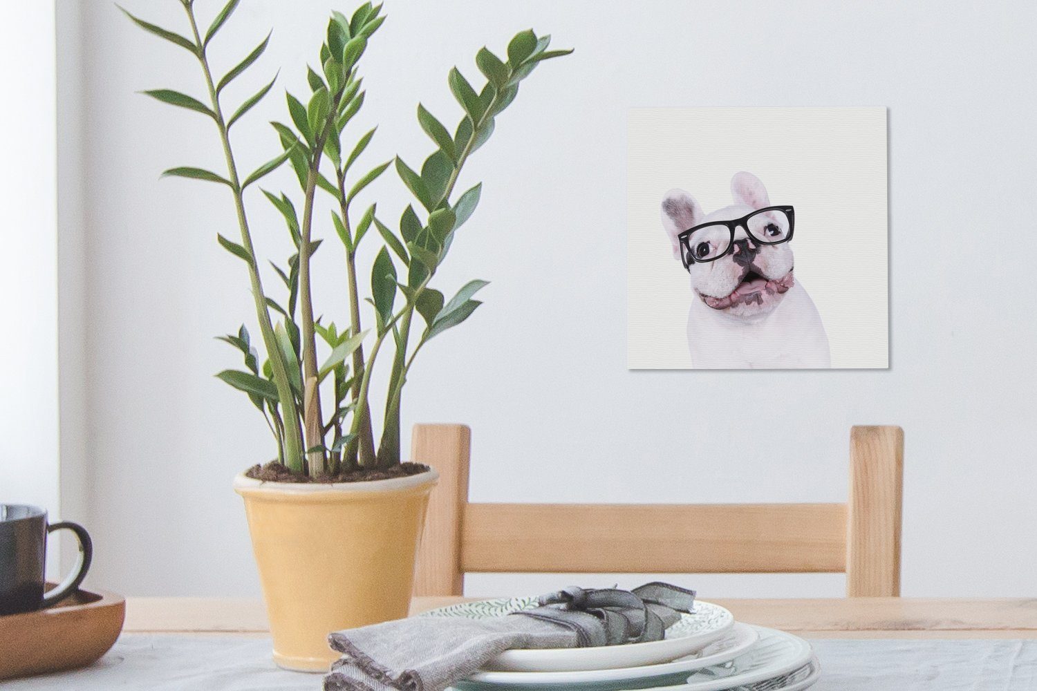 OneMillionCanvasses® Brille St), - Bilder Hipster, Wohnzimmer (1 Hund für Leinwandbild Leinwand Schlafzimmer -