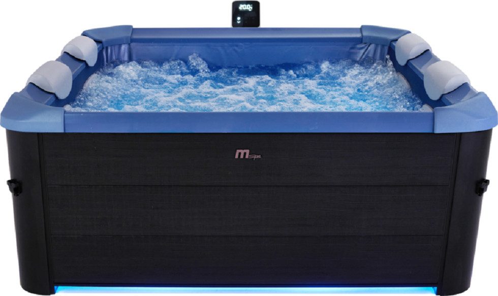 mSpa Whirlpool Oslo SAPPHIRE XL - Ø 160 x 65 cm - ganzjährig Outdoor Pool, Stecksystem mit Einlageplane, feste Außenwand - inkl. LED, UVC+, WiFi, App-Steuerung, 6 Personen
