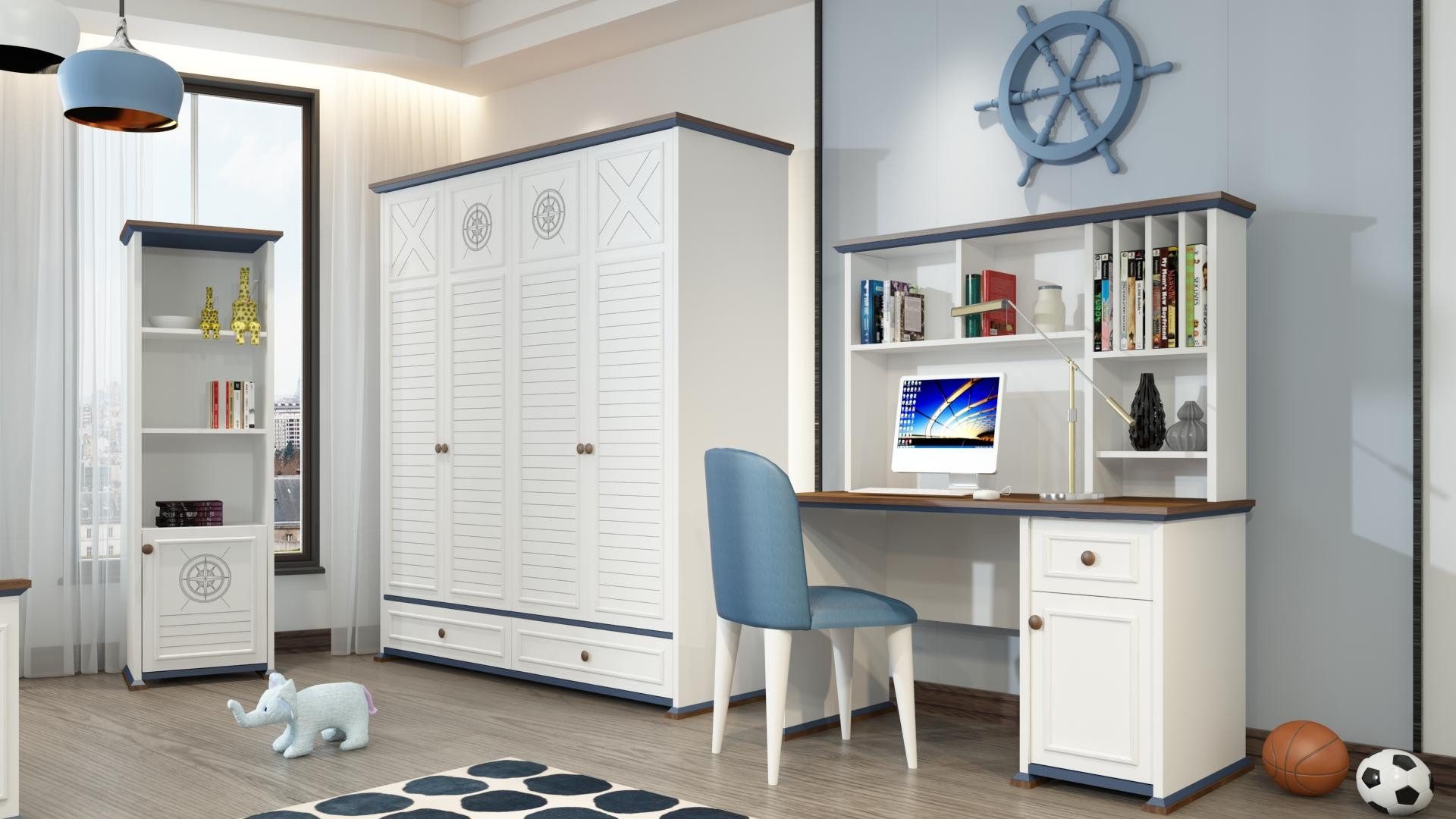 Xlmoebel Jugendzimmer-Set Luxuriöses Jugendzimmer mit elegantem Bett und praktischem Nachttisch, (5-tlg., Schlafzimmer-Set), Hergestellt in Europa