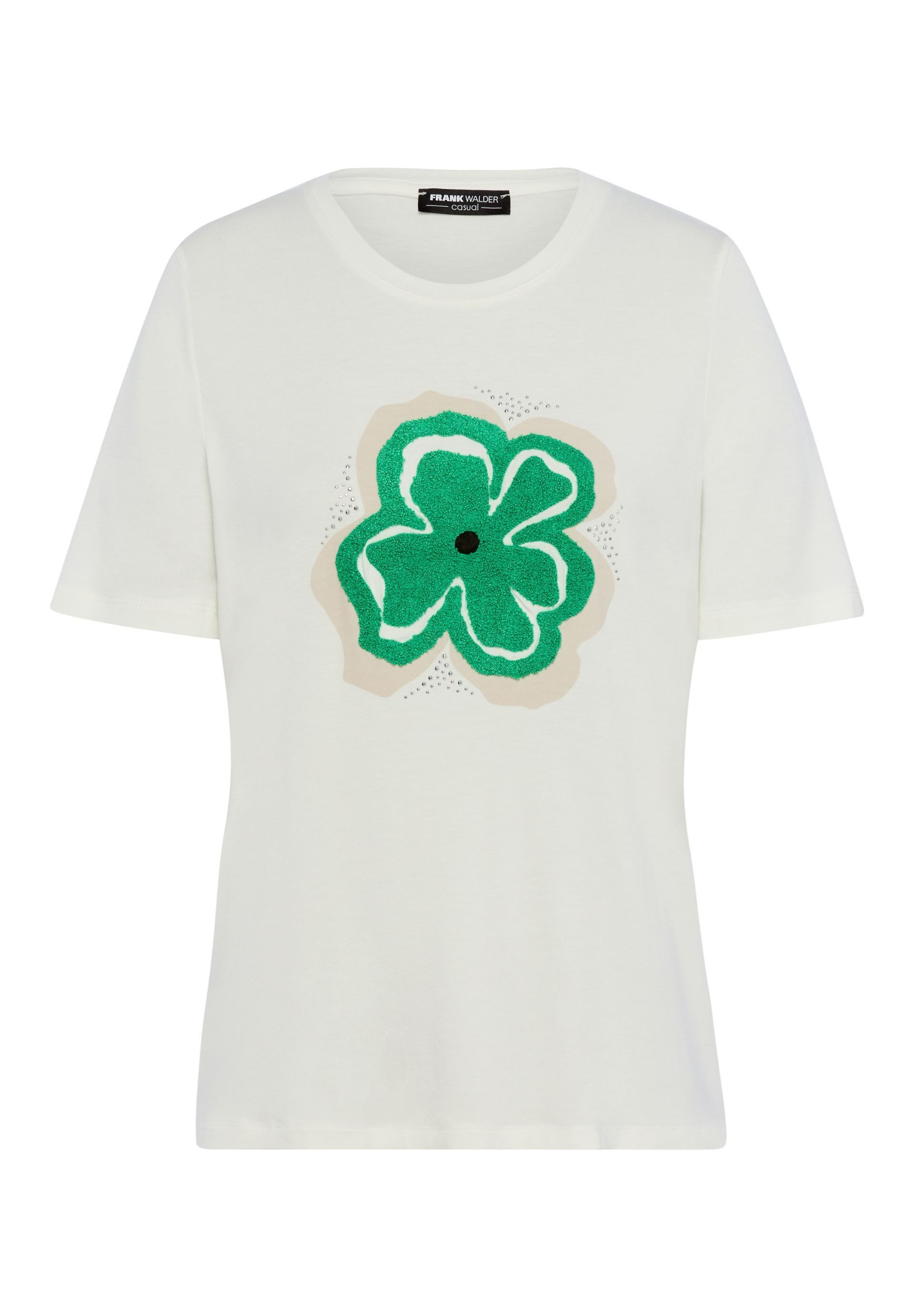 FRANK WALDER T-Shirt mit floraler Strickerei
