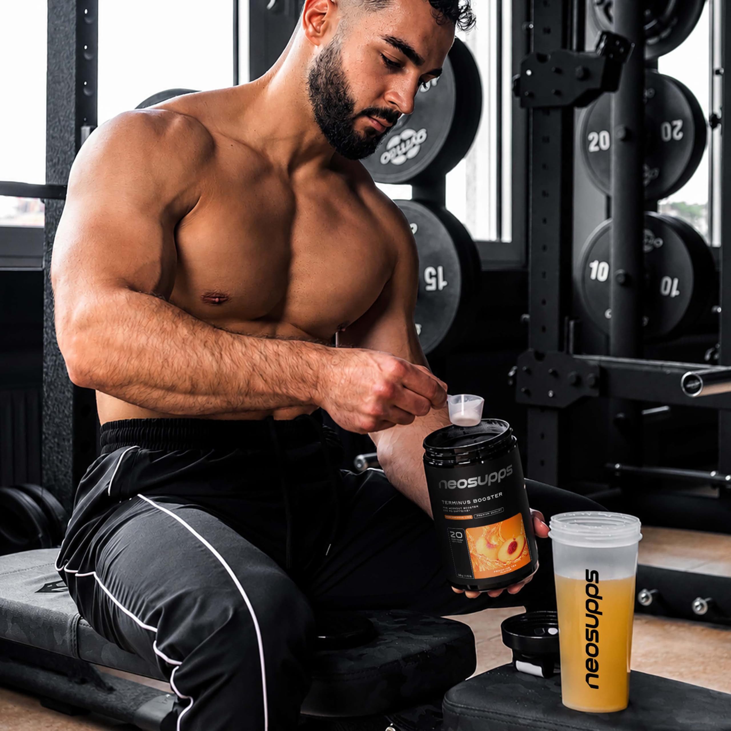 Neosupps Terminus Booster Peach Ice Tea 540g, Pre Workout Booster mit Koffein Pulver, 540 g, Pump & Fokus, geprüfte Qualität, 8.000 mg L-Citrullin, Vegan