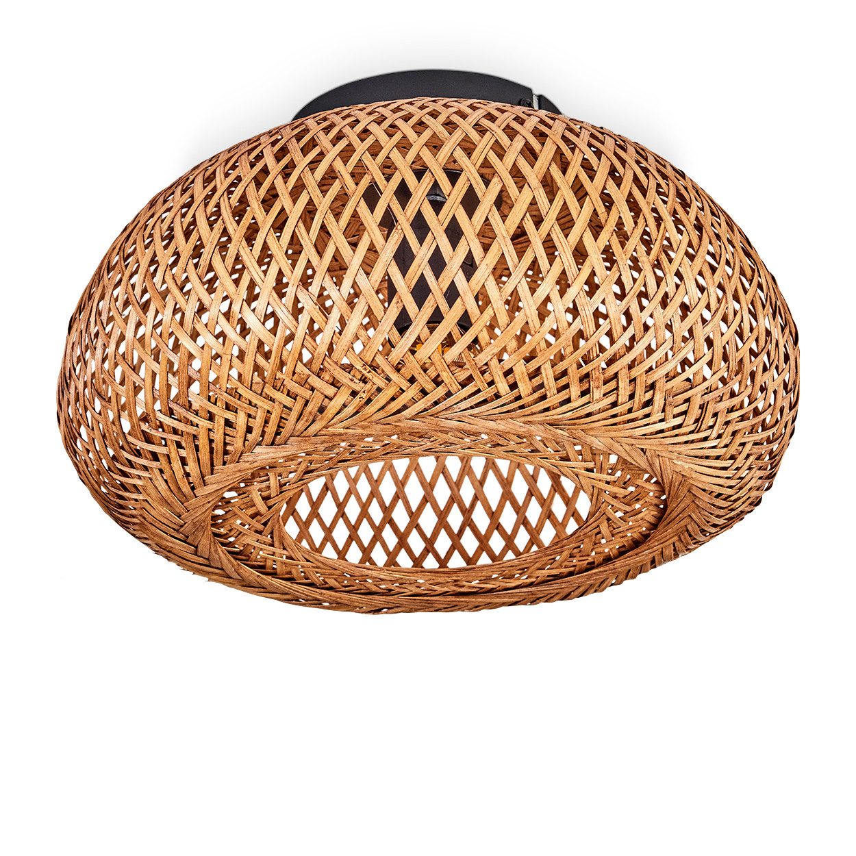 hofstein Deckenleuchte moderne Deckenlampe aus Metall/Bambus/Holz in Schwar günstig online kaufen