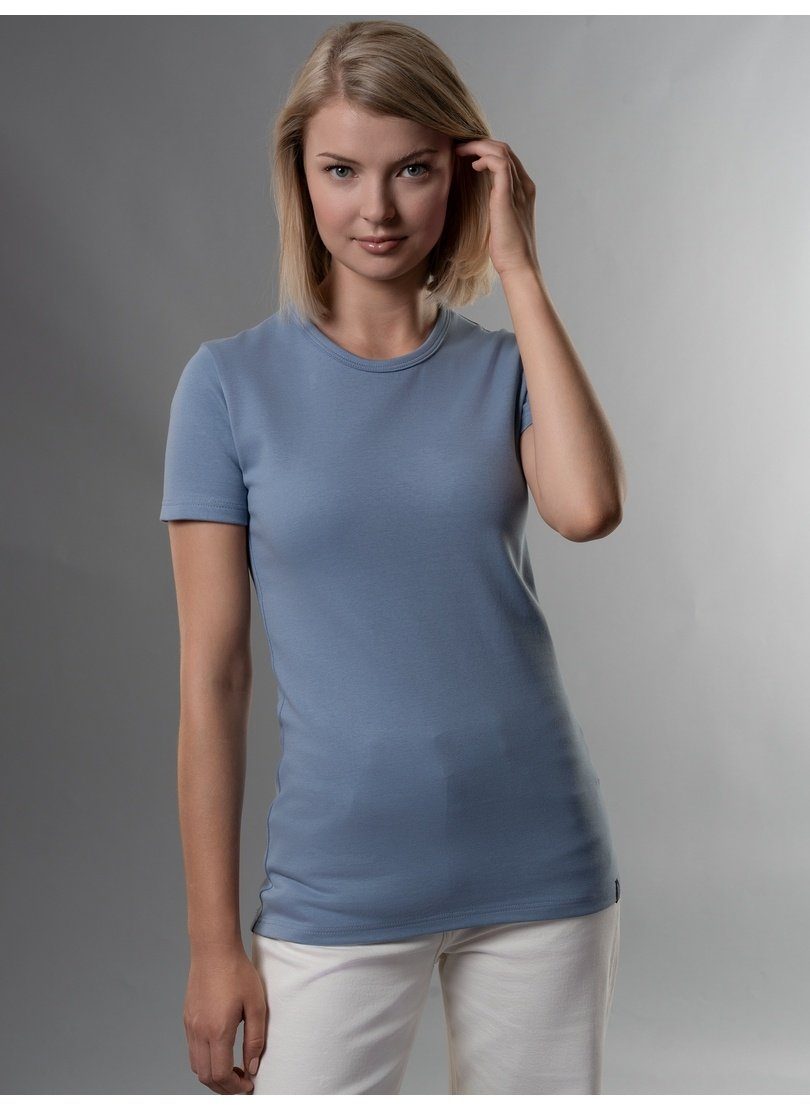 Trigema T-Shirt TRIGEMA T-Shirt aus Baumwolle/Elastan pearl-blue