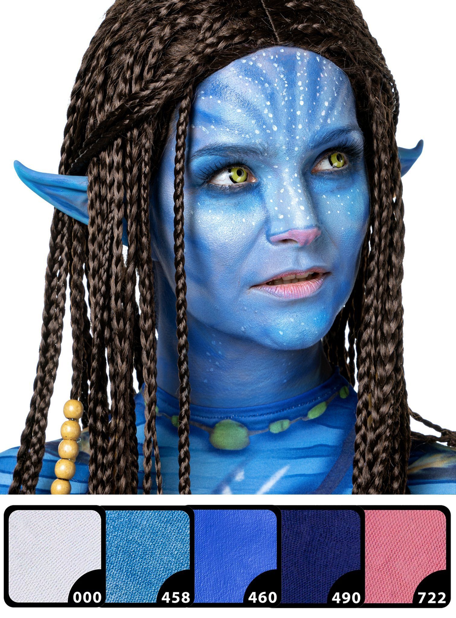 Maskworld Театральний грим Stammeskrieger Make-Up Set blau - Fasching Hallowe, Schminkset für den blauen Alien-Look