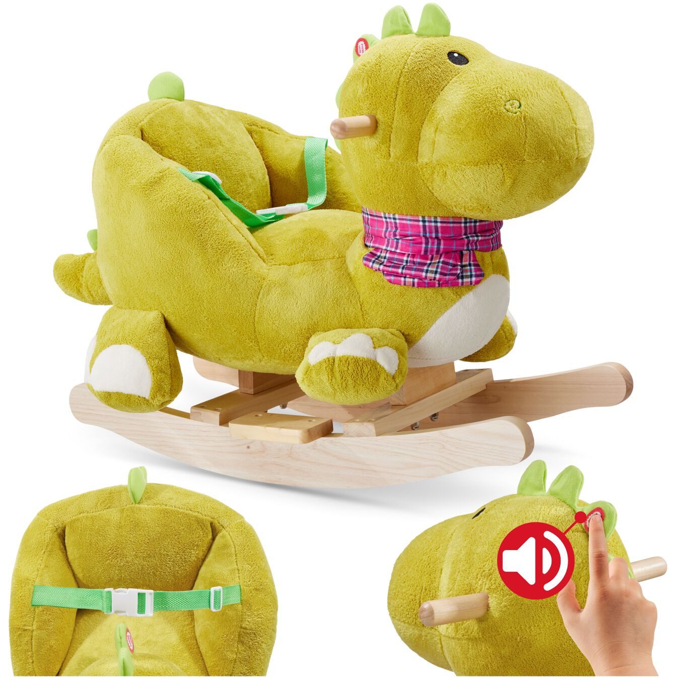 tectake Schaukelpferd Schaukeltier Dinosaurier, hochwertiges Design, mit Soundeffekt