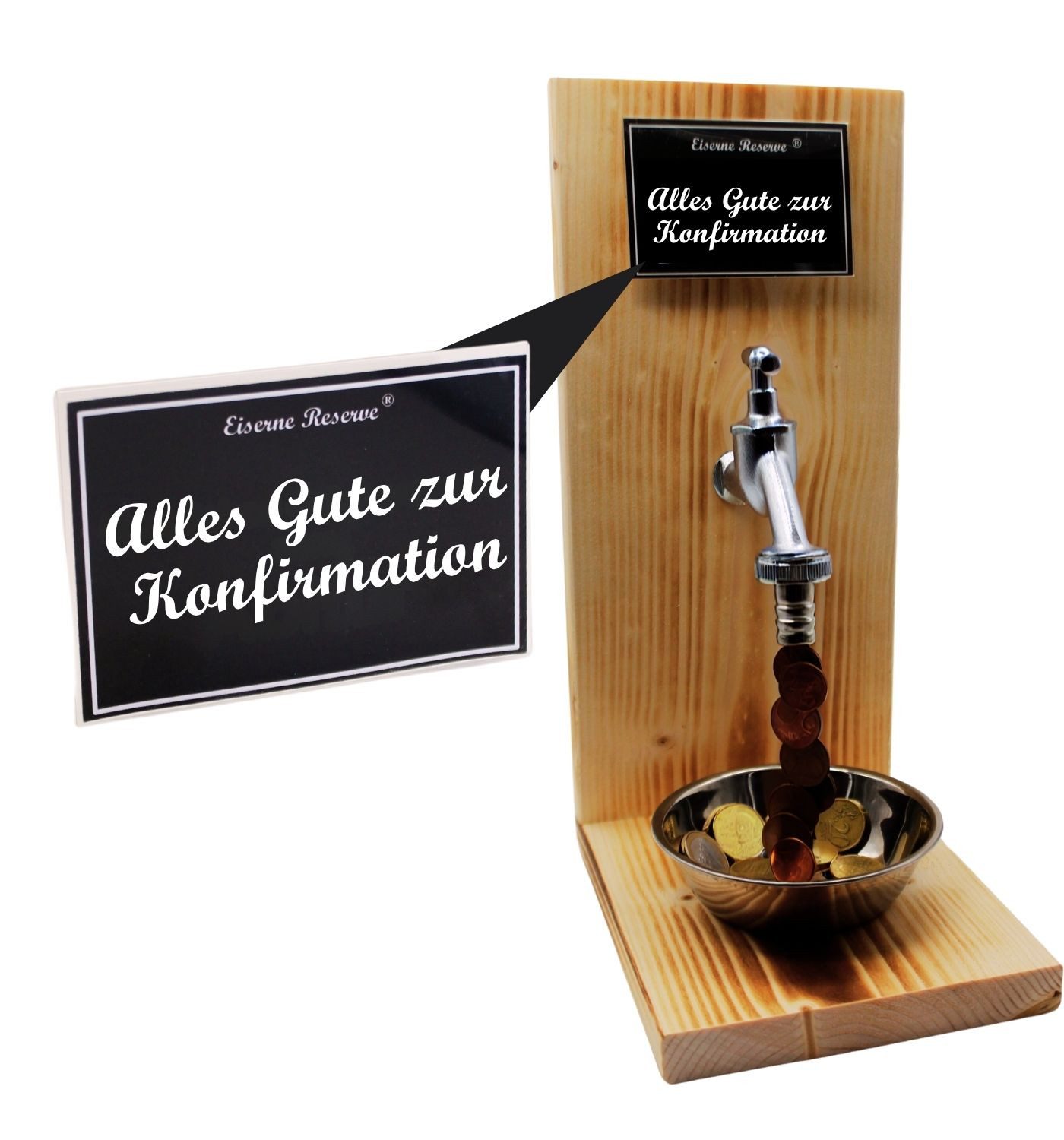 Eiserne Reserve® Geschenkbox Alles Gute zur Konfirmation - Eiserne Reserve - Geldhahn - Geldgeschen