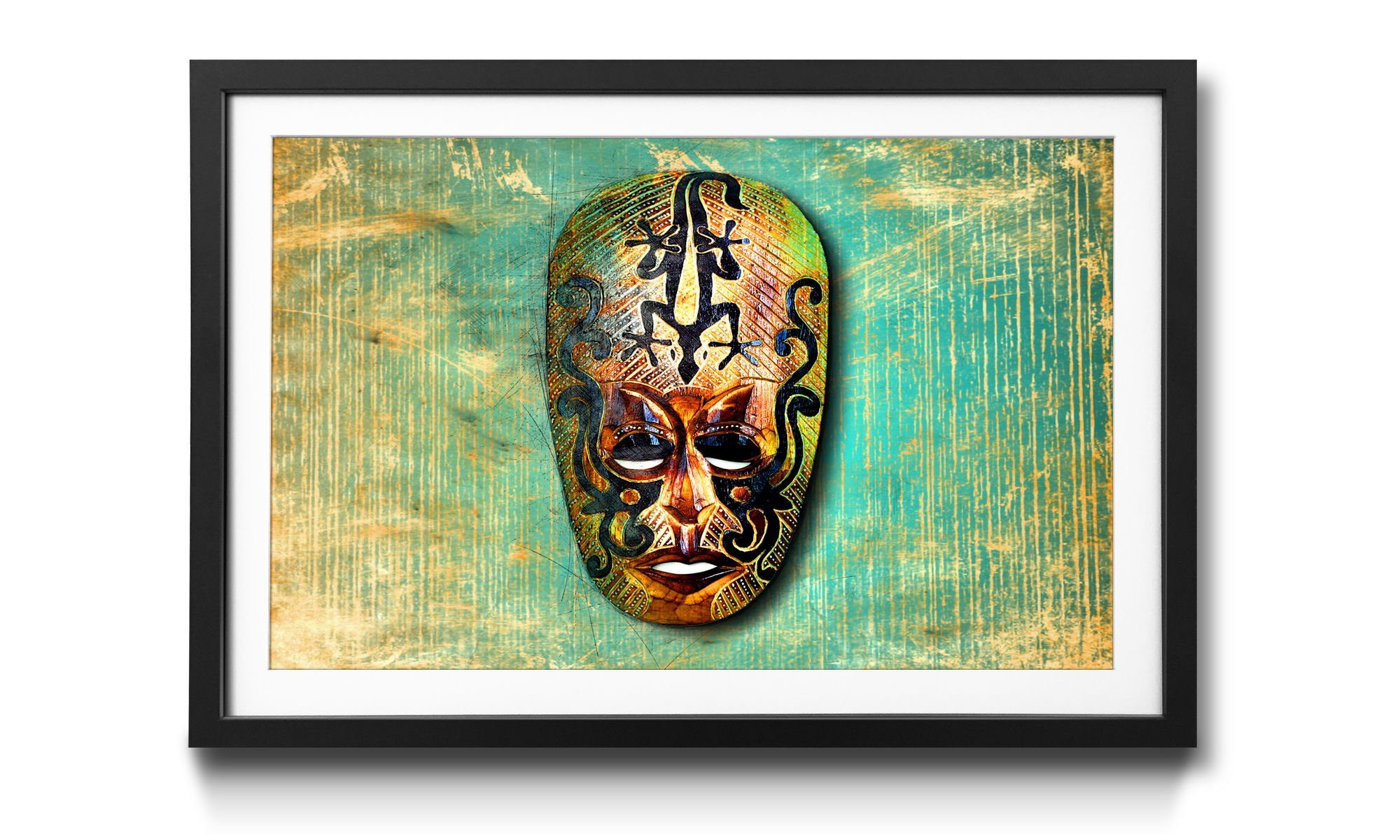 Wandbild, Rahmen African in WandbilderXXL Maske, 4 erhältlich Größen mit Signs, Afrikanische Bild
